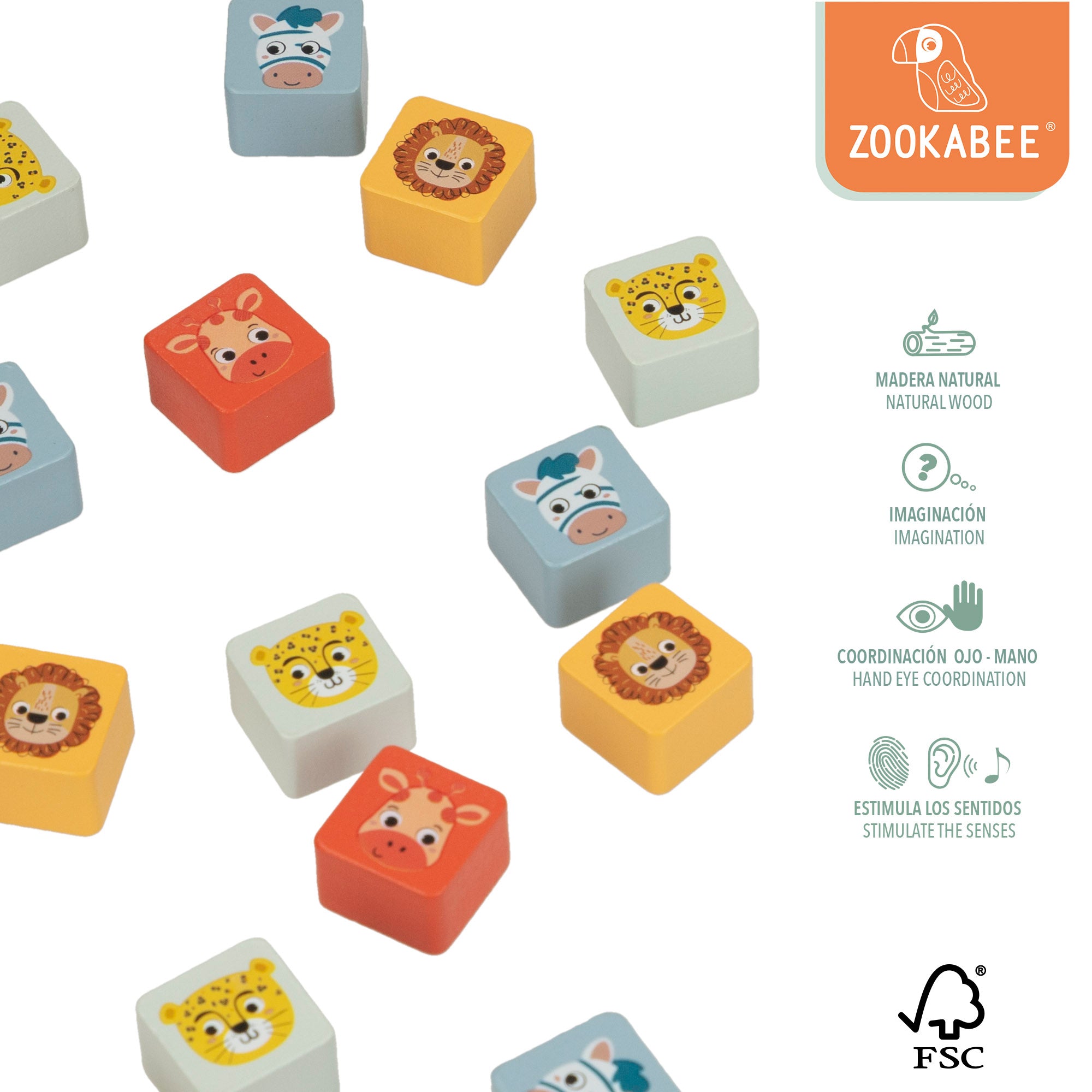 WOOMAX Zookabee Juego parchís y oca de madera animales de la selva