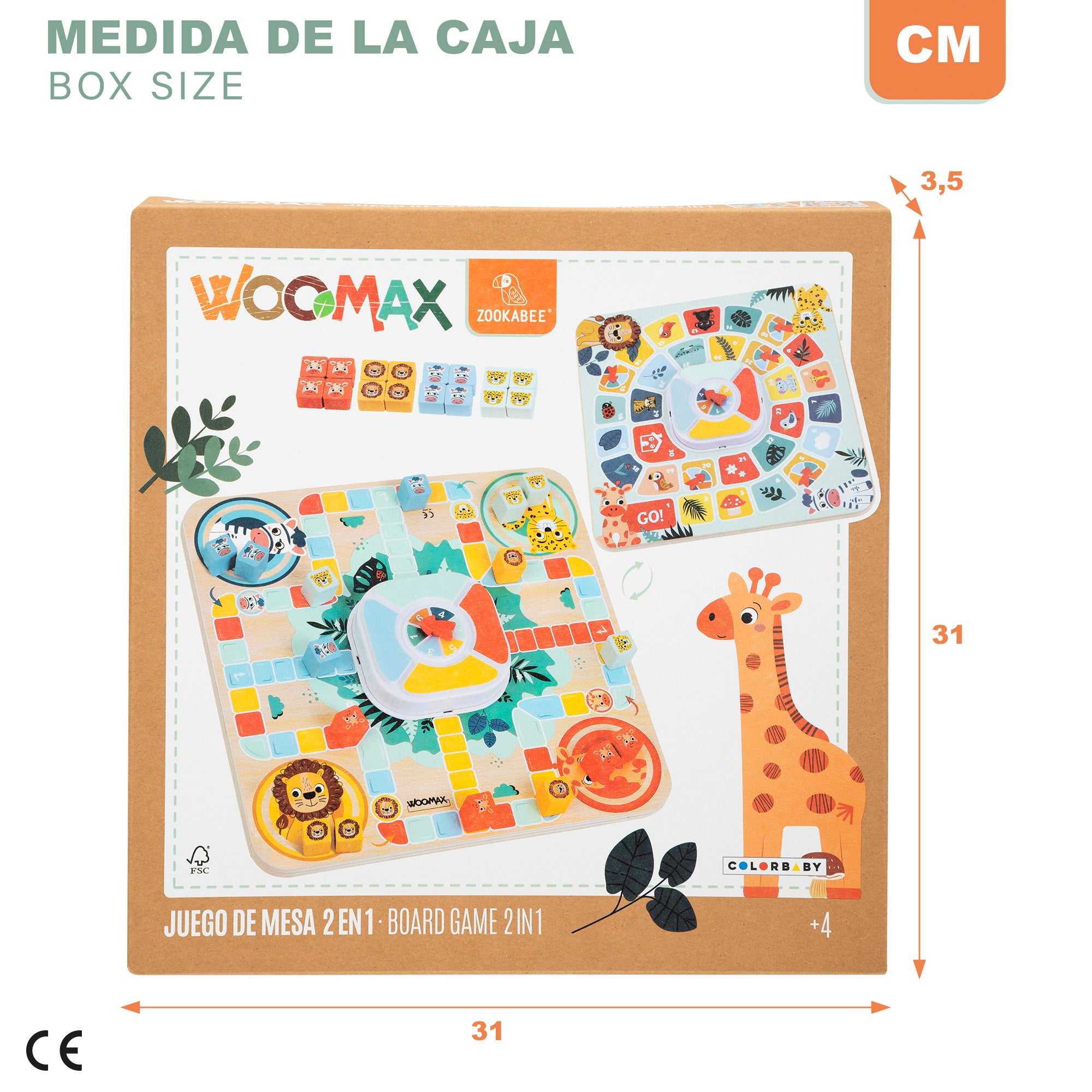 WOOMAX Zookabee Juego parchís y oca de madera animales de la selva