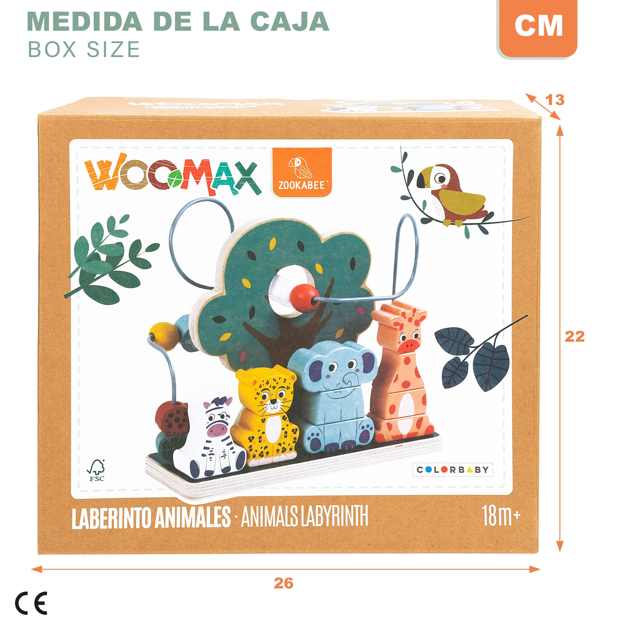 WOOMAX Zookabee Laberinto y juego apilamiento animales de madera