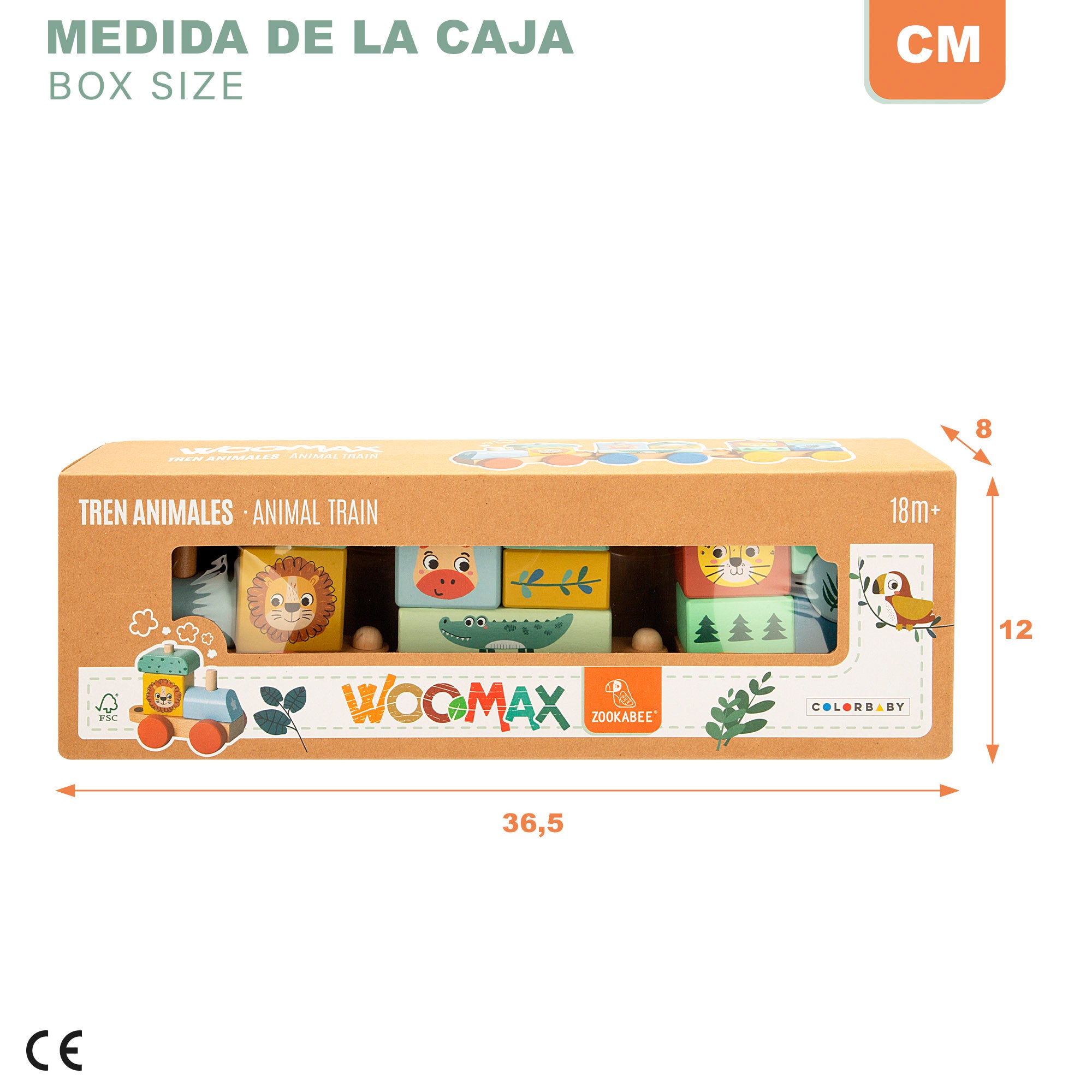 WOOMAX Zookabee Tren de madera animales