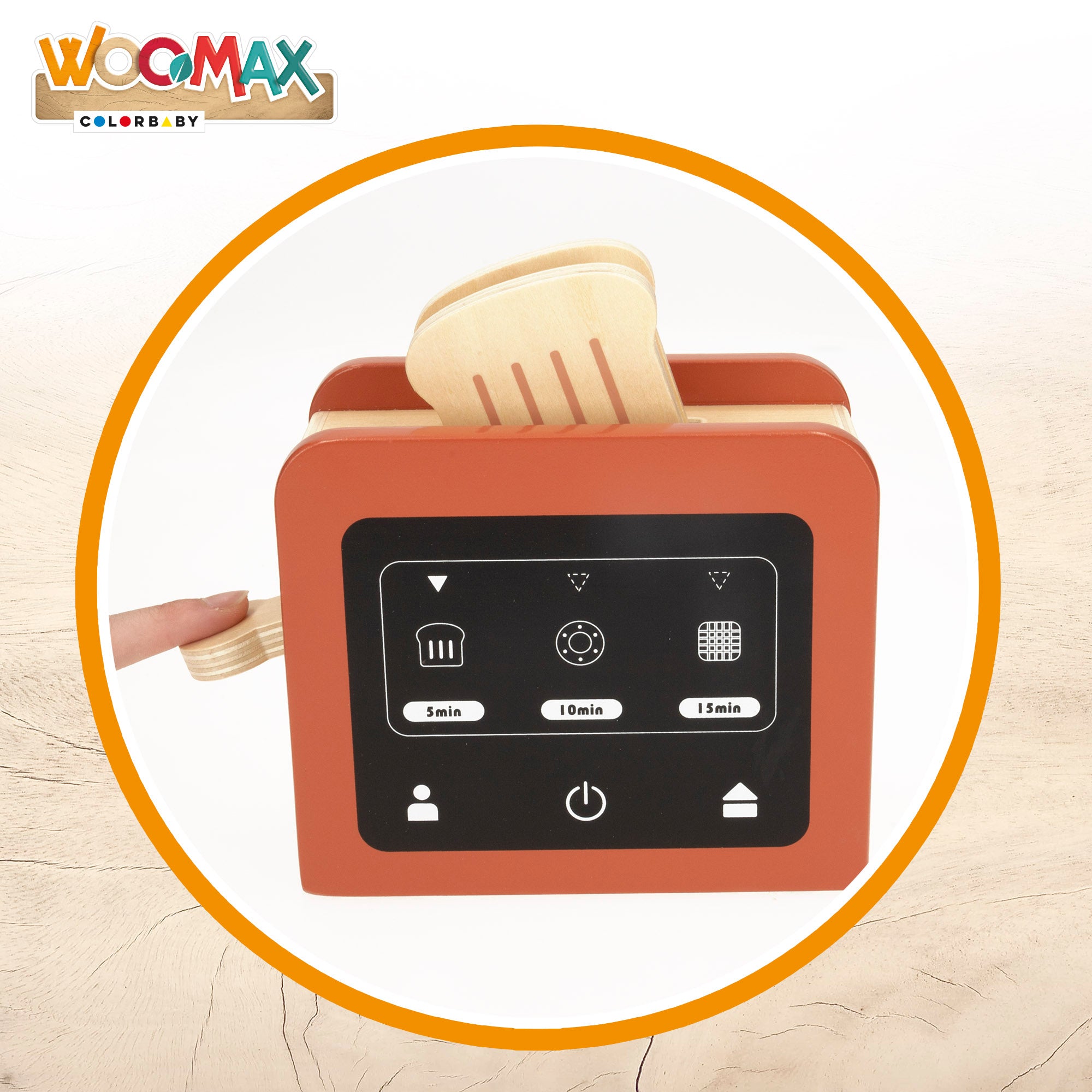WOOMAX Tostadora de juguete de madera con 8 accesorios