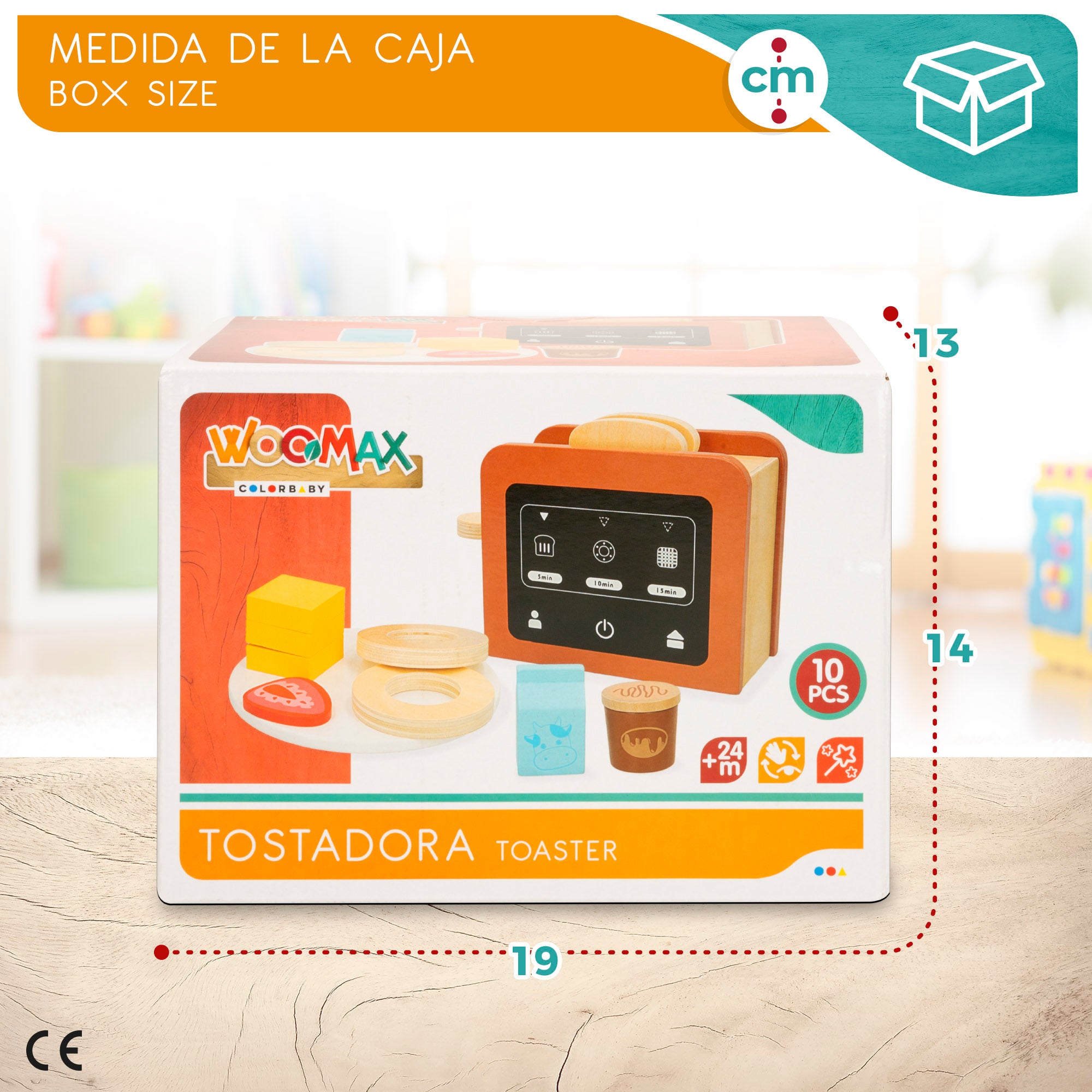 WOOMAX Tostadora de juguete de madera con 8 accesorios