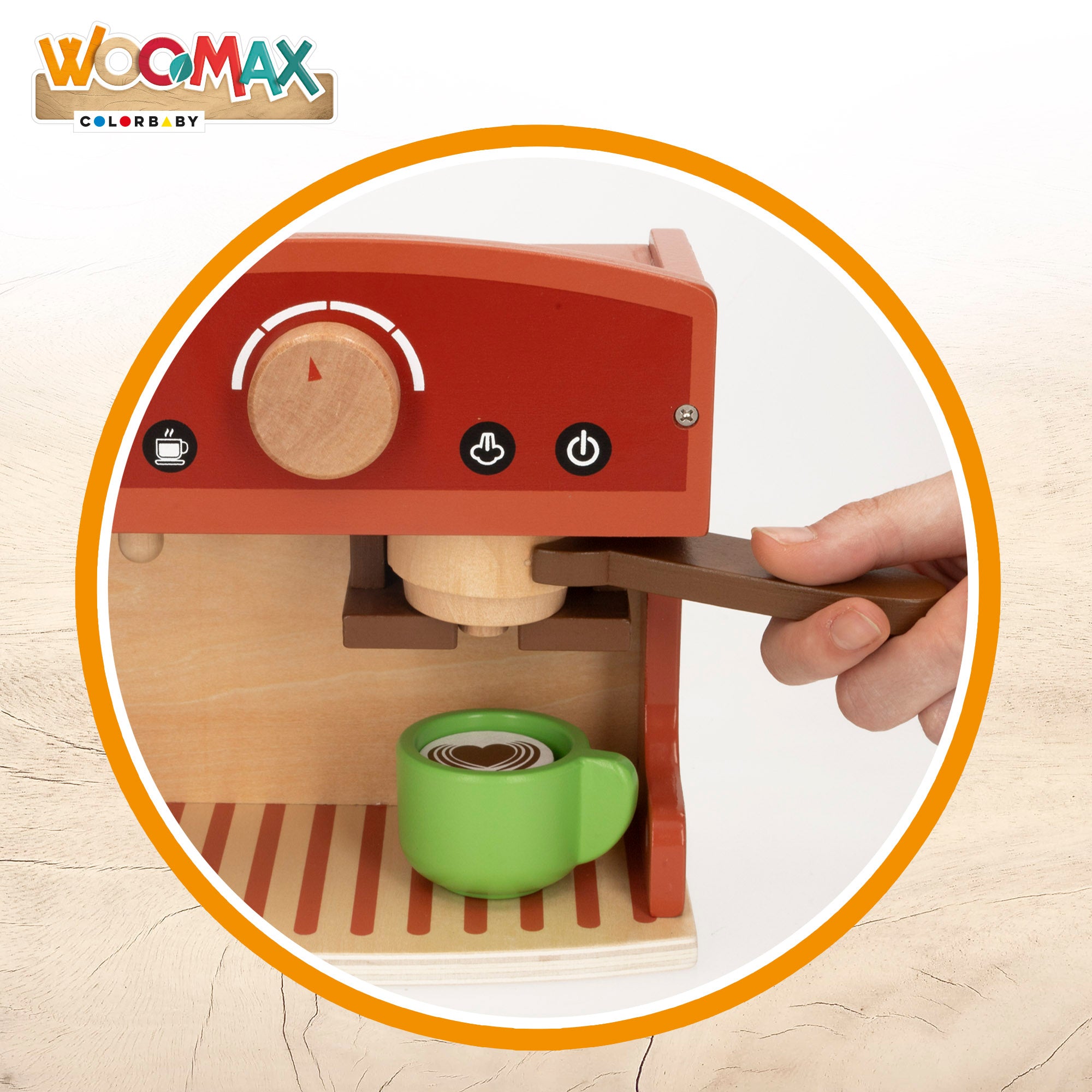 WOOMAX Cafetera de juguete madera con accesorios