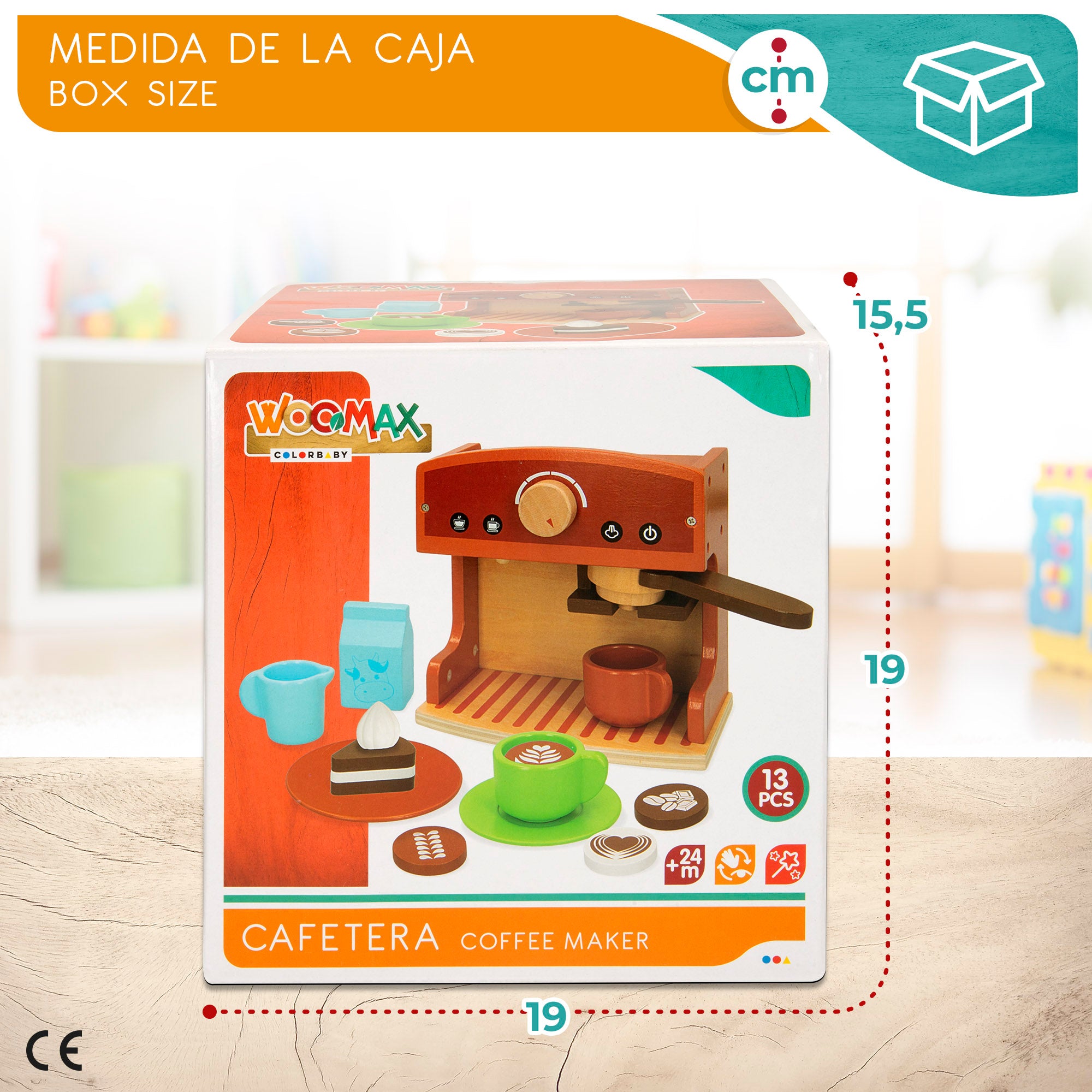 WOOMAX Cafetera de juguete madera con accesorios
