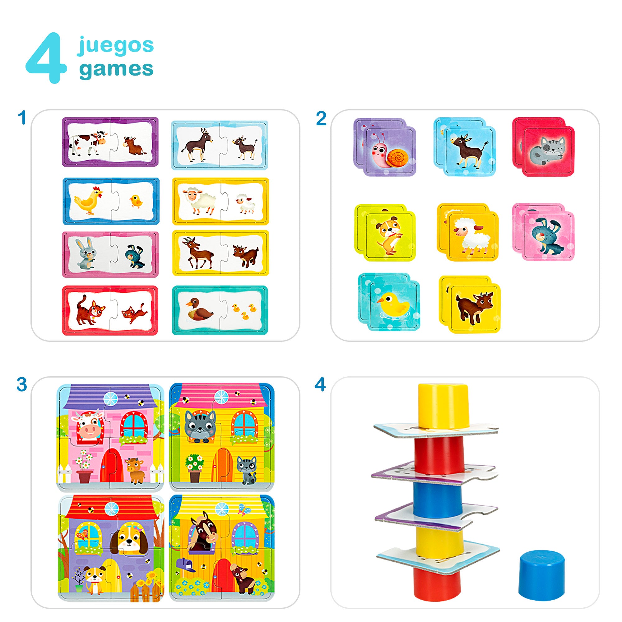 Lisciani Juegos de mesa 4 en 1 Carotina Baby