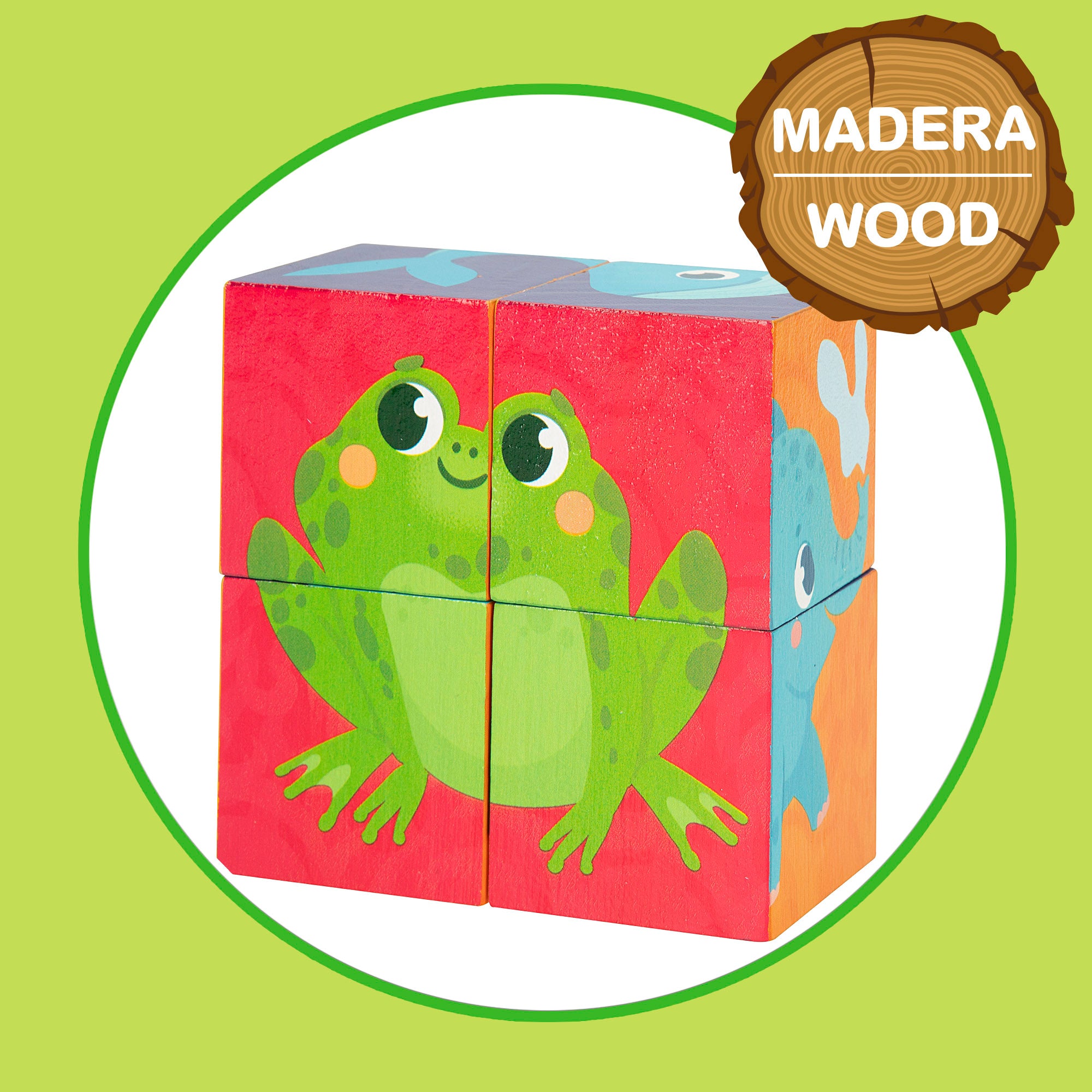 Montessori Lisciani 6 Puzzles animales 4 piezas con 4 cubos madera