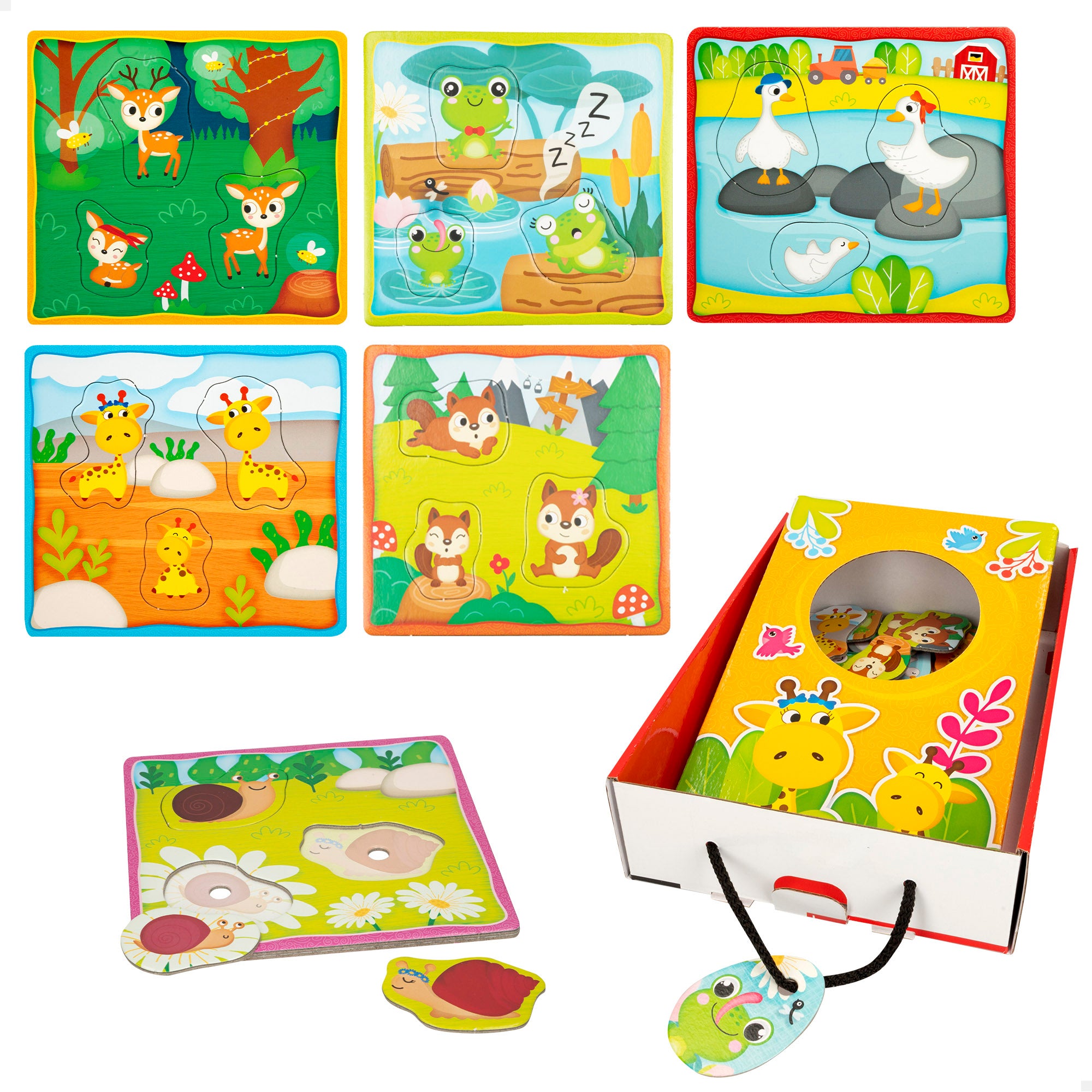 Montessori Lisciani 6 puzzles para encajar piezas de animales