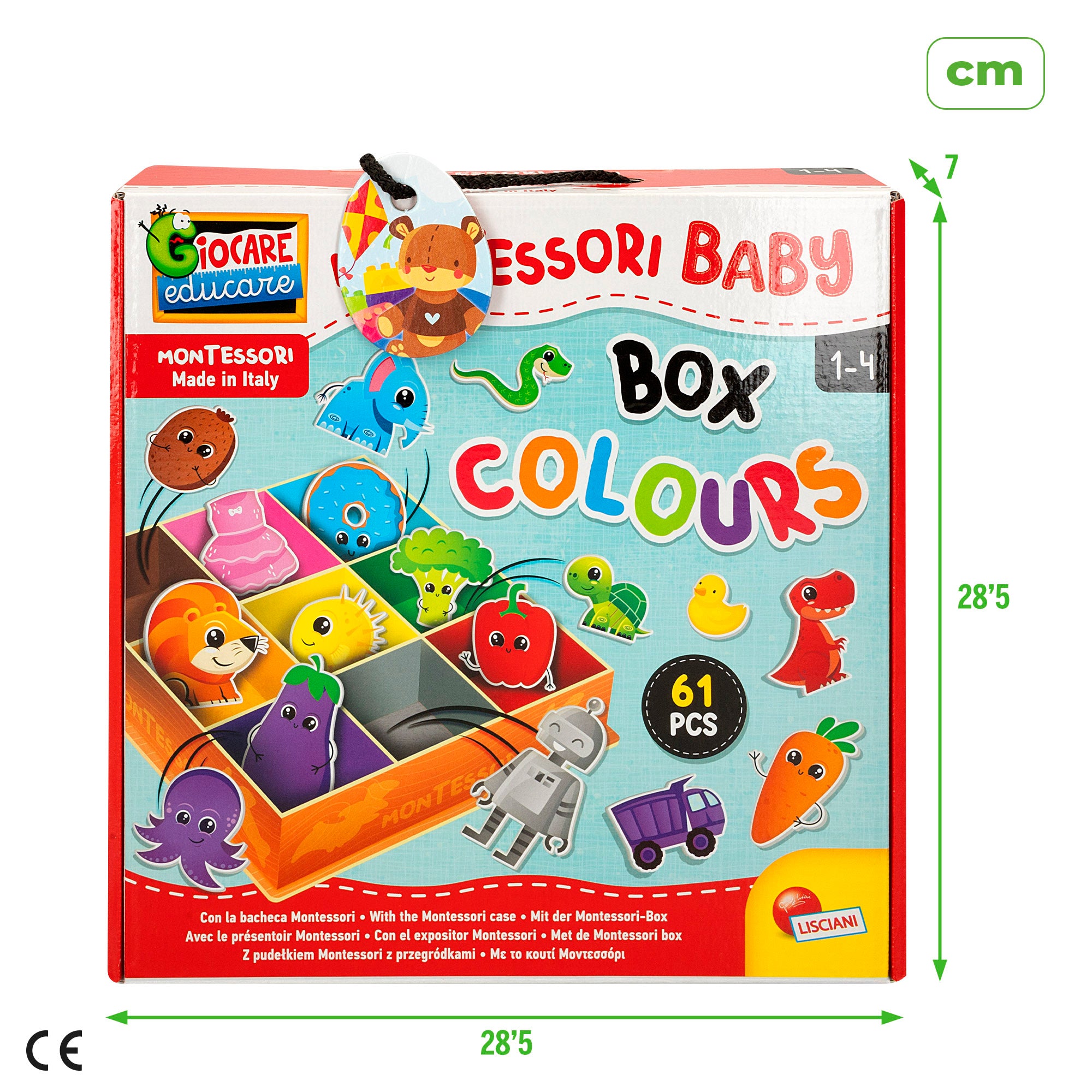 Montessori Lisciani Juego infantil de clasificación Box Colours 61 piezas
