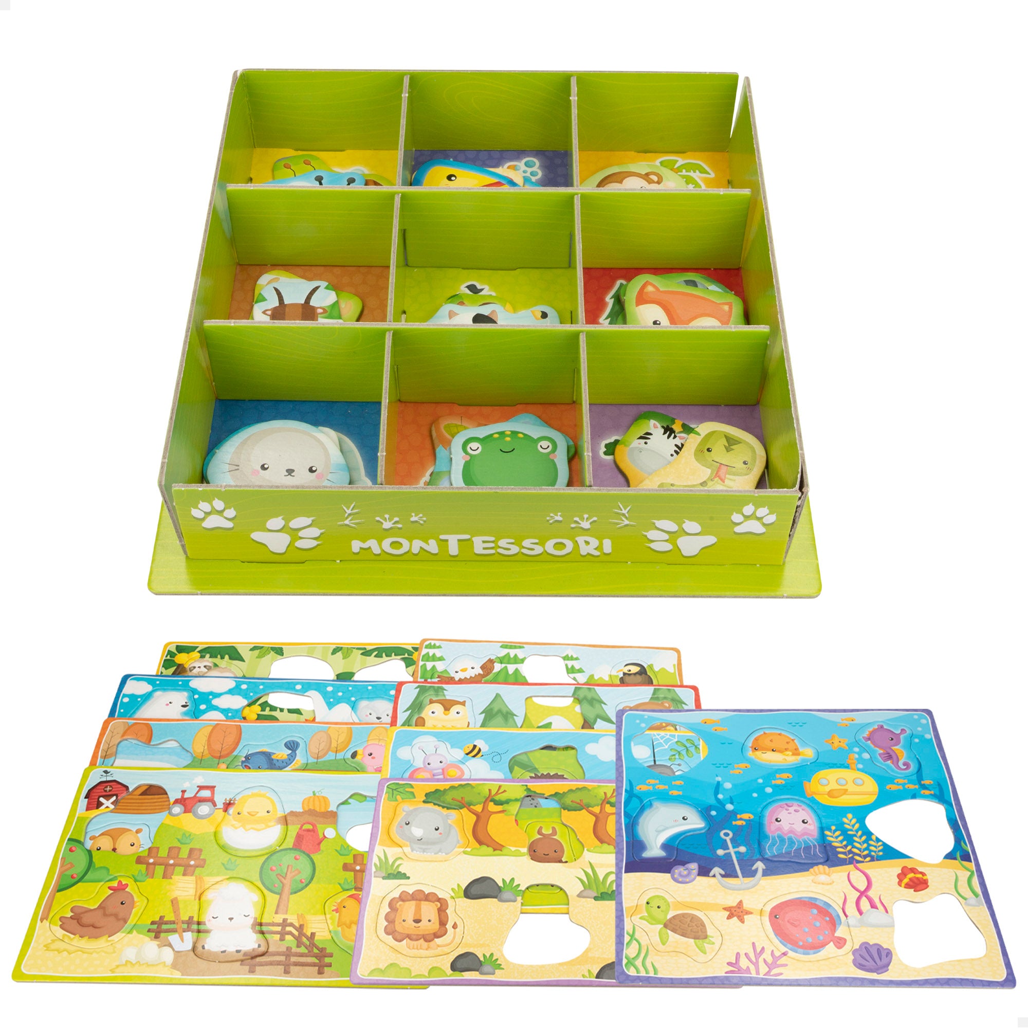 Montessori Lisciani Juego infantil de clasificación Happy Animals 57 figuras