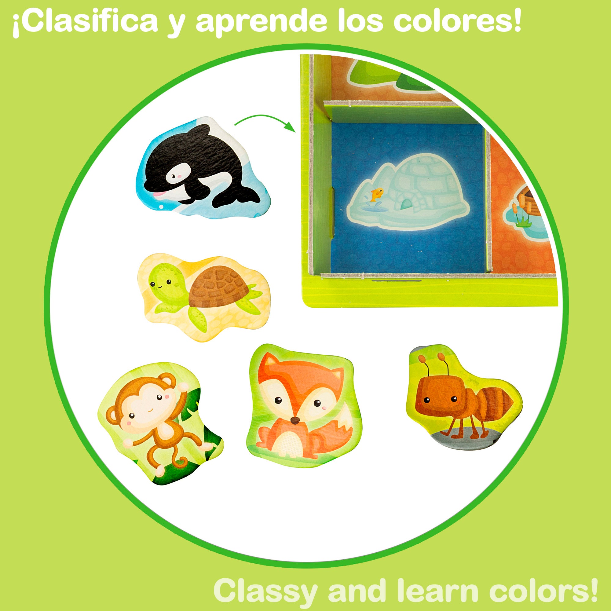 Montessori Lisciani Juego infantil de clasificación Happy Animals 57 figuras