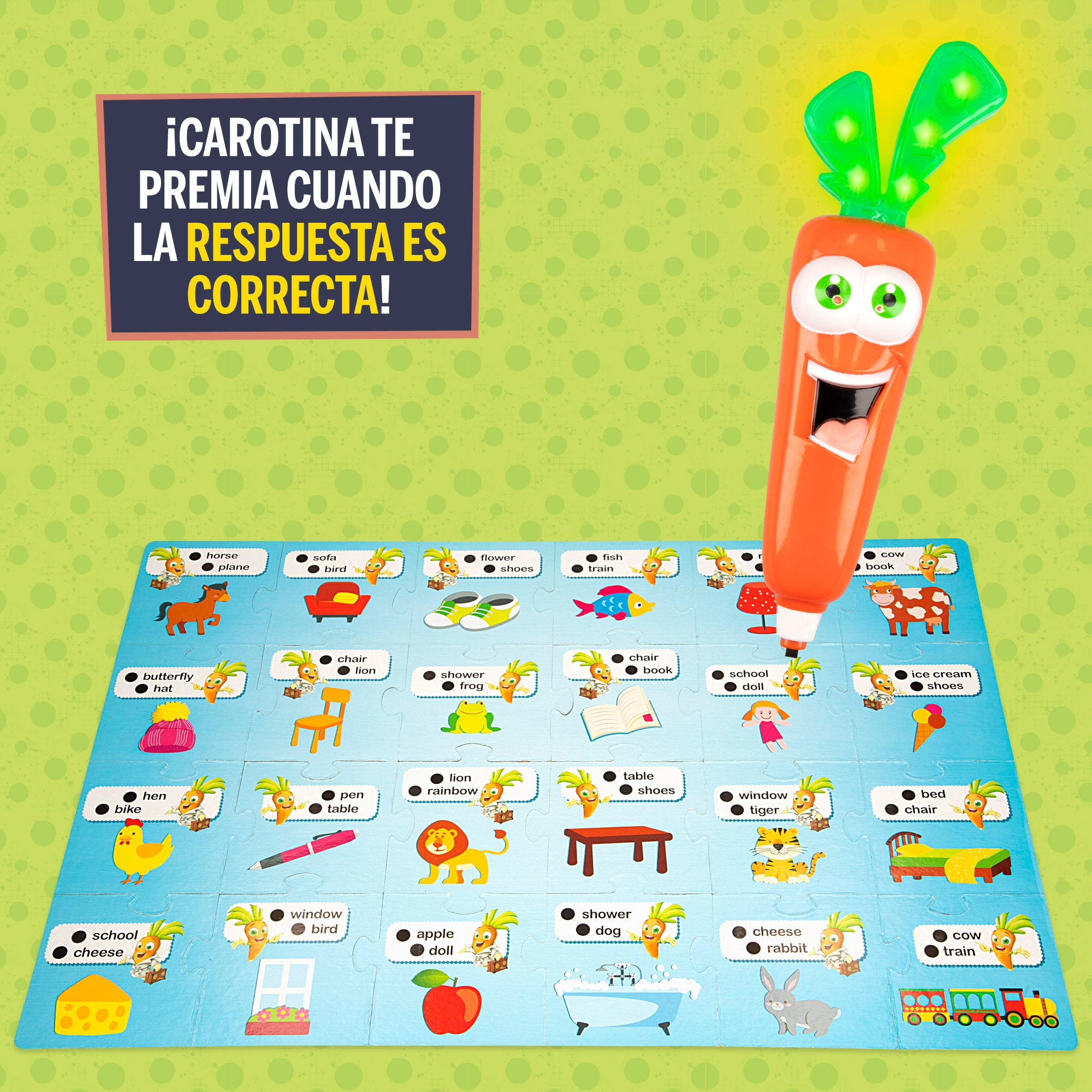 Lisciani Juego de mesa aprende inglés 2 en 1 con bolígrafo parlante Carotina