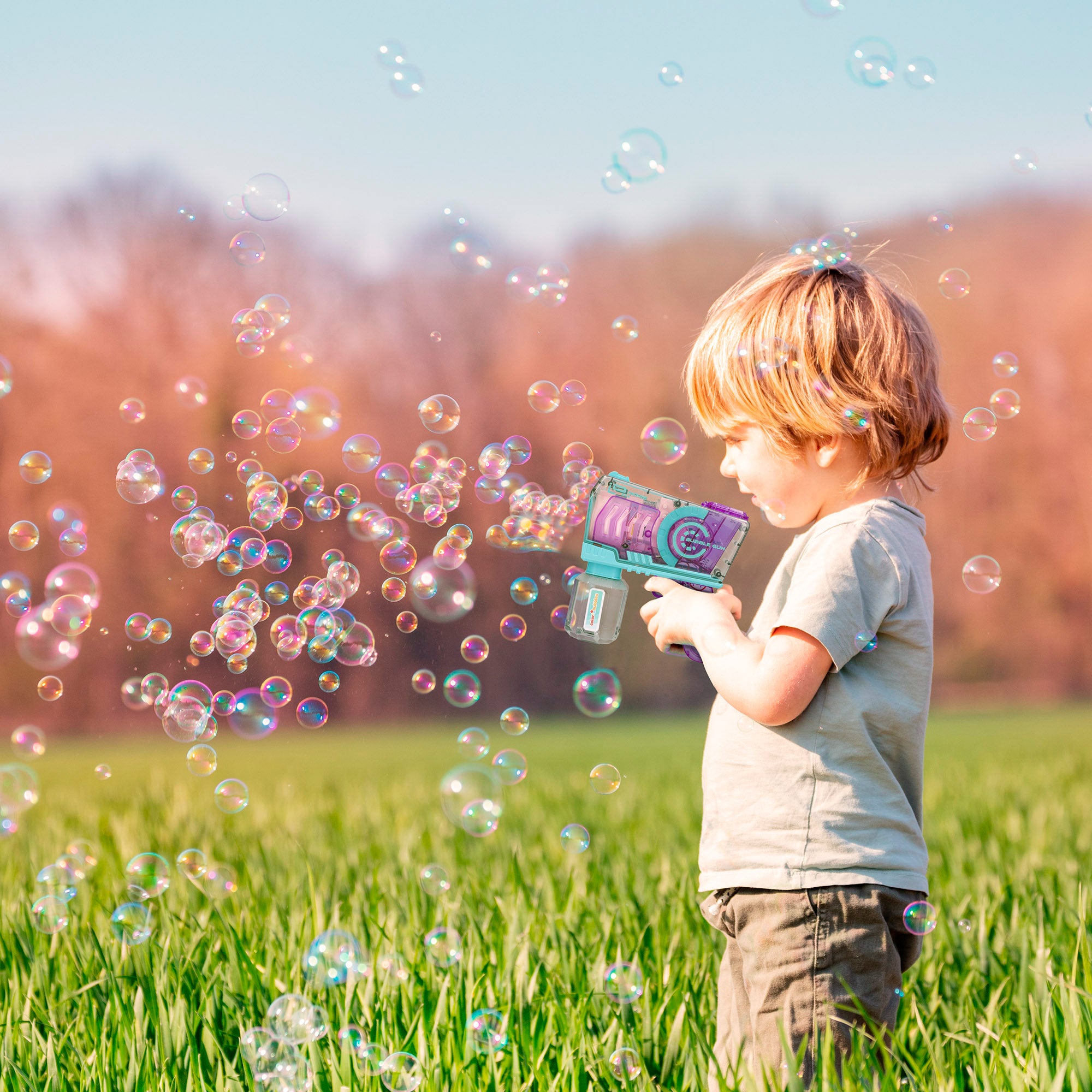 Pistola de pompas de jabón recargable 16 cm Color Bubbles