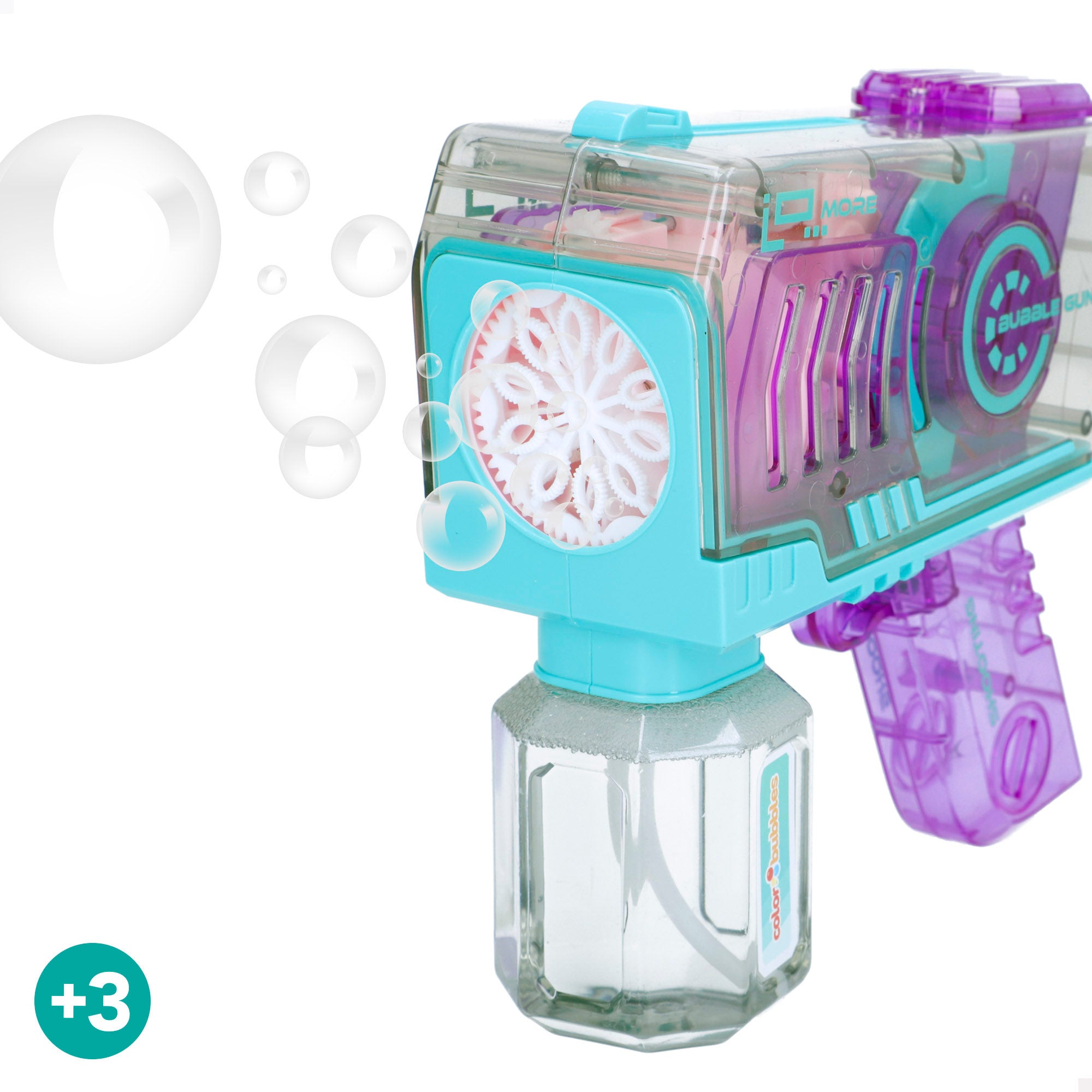 Pistola de pompas de jabón recargable 16 cm Color Bubbles