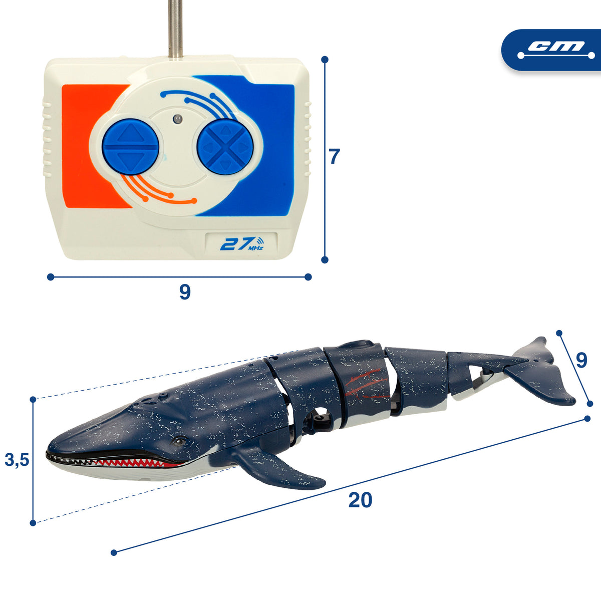 Ballena de juguete teledirigida 20 cm Racing Boat