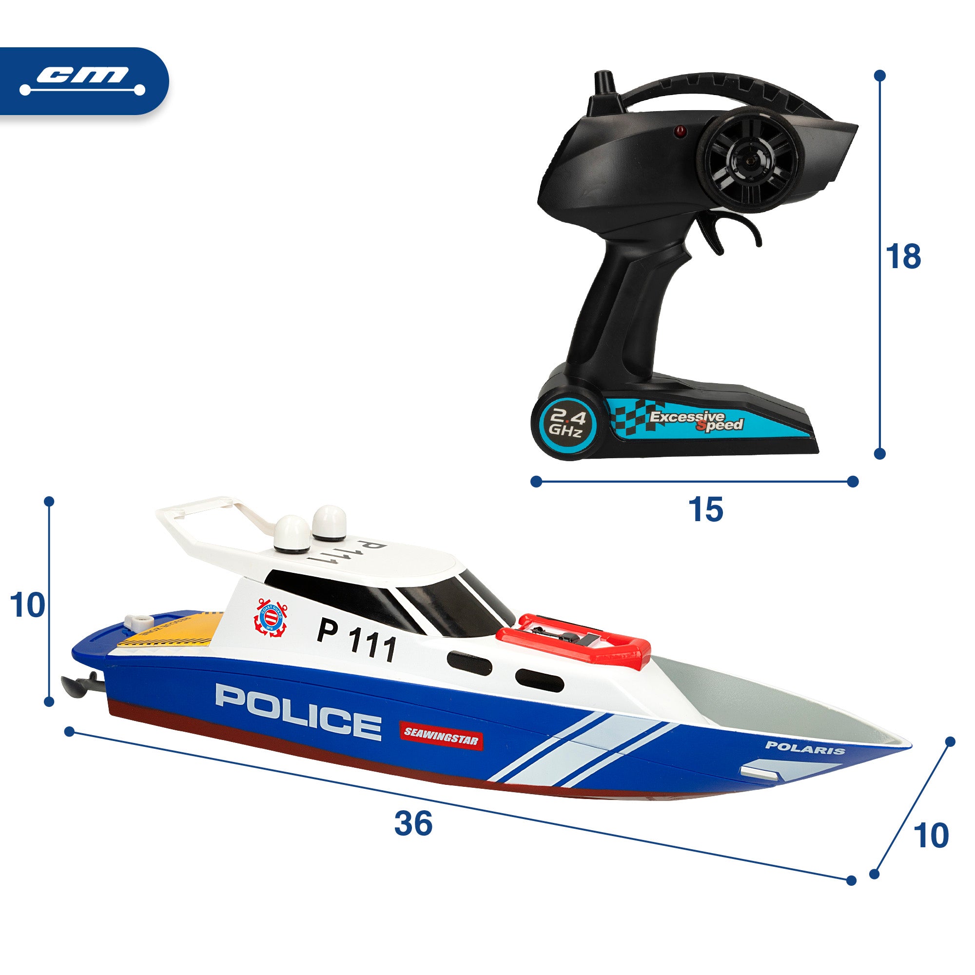 Lancha teledirigida policía 36 cm Racing Boat