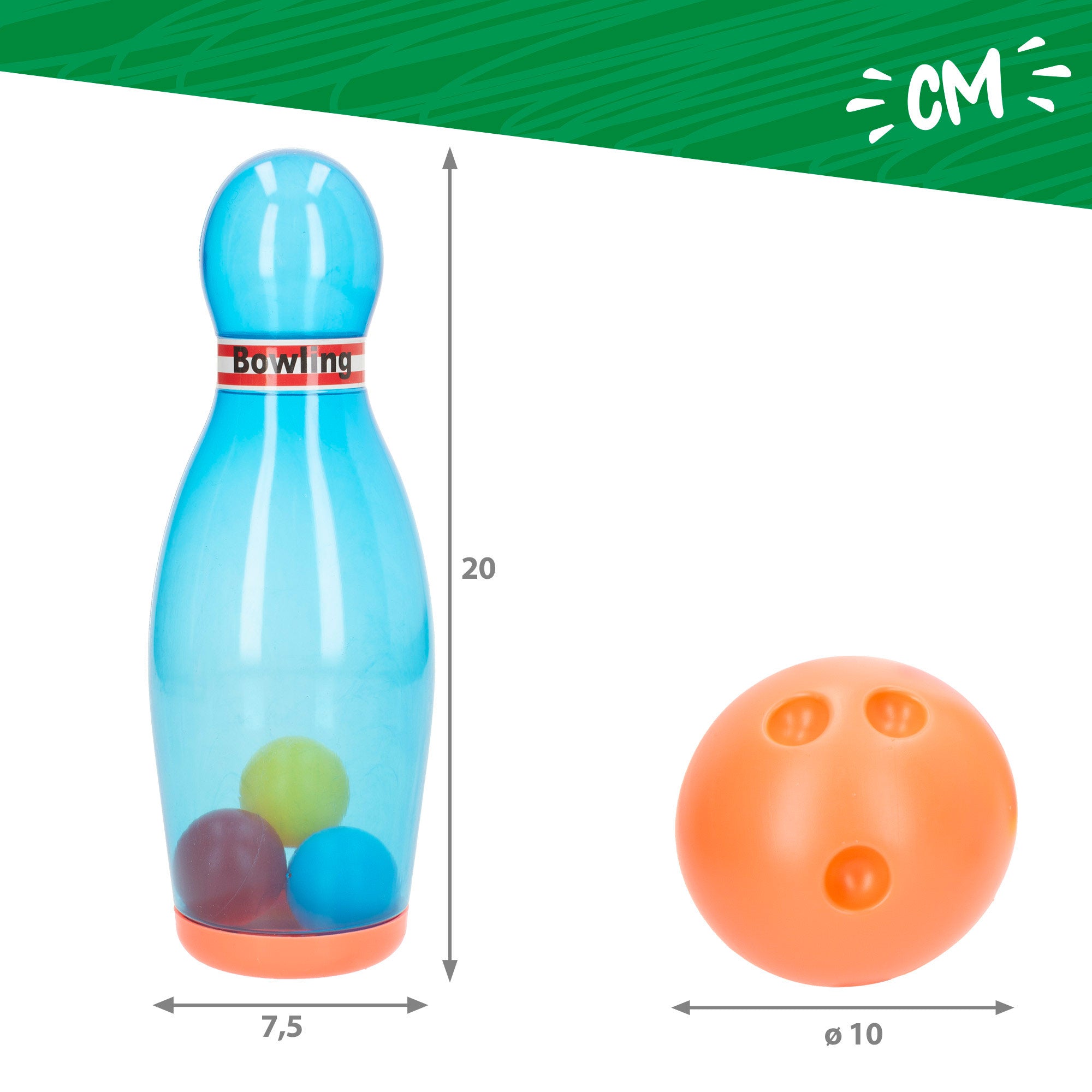 Juego de bolos 20 cm con bola y bolsa transporte Fun Area!