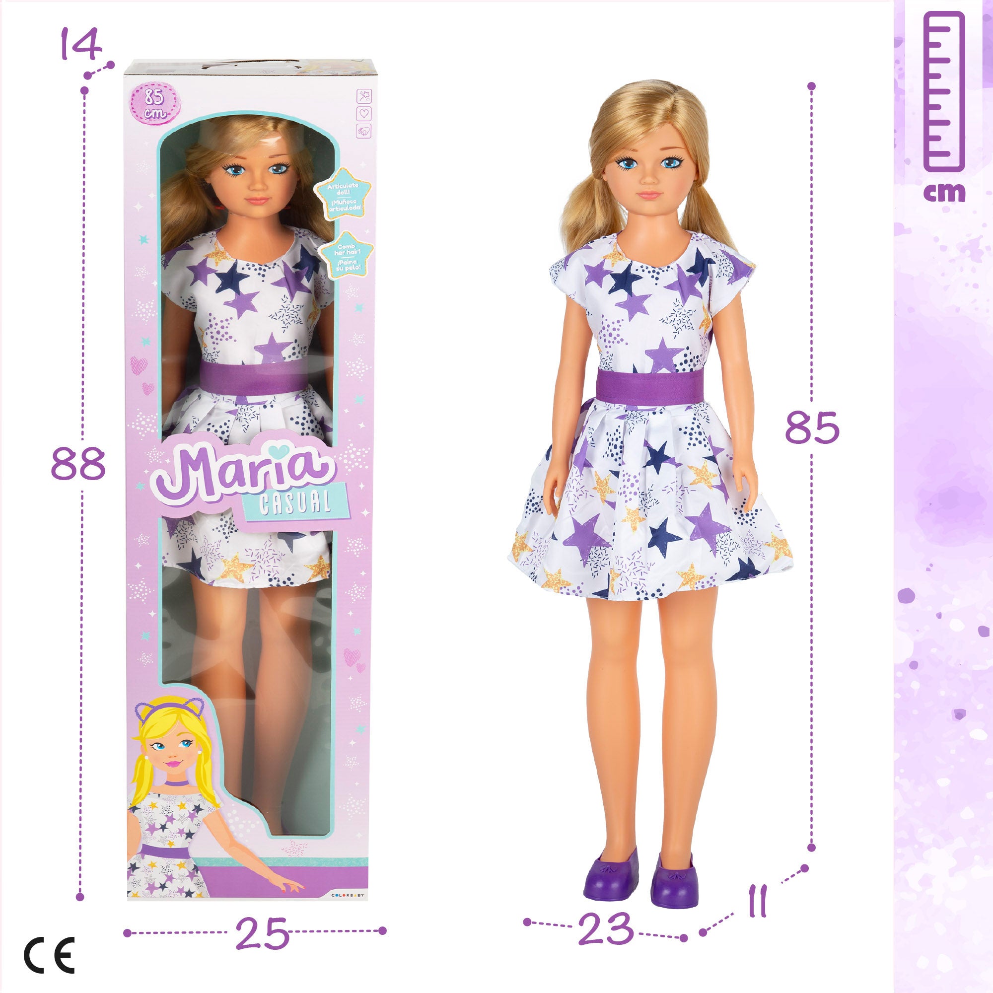 Muñeca grande vestido 85 cm Maria Casual