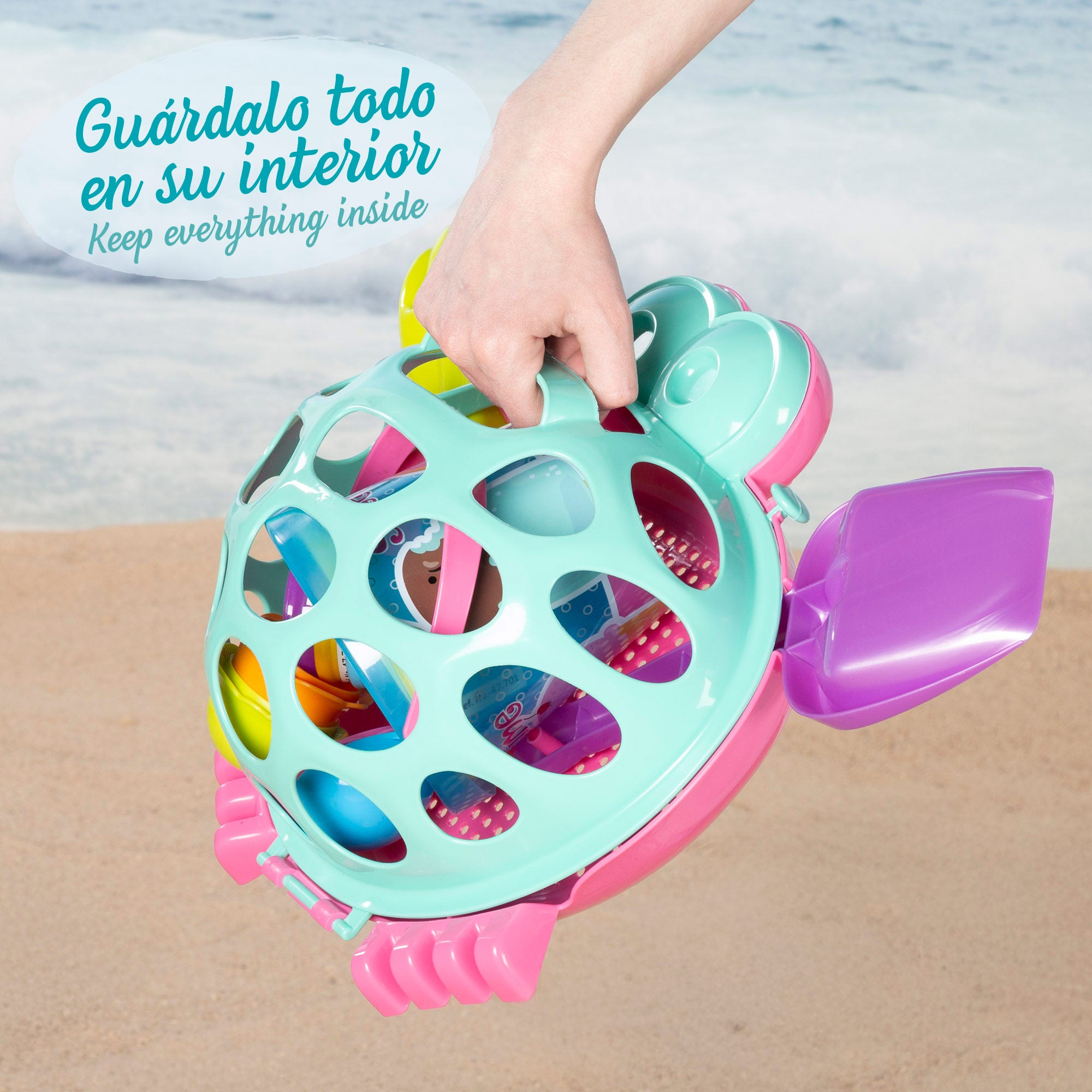 Cubo de playa con accesorios y cangrejo Color Beach