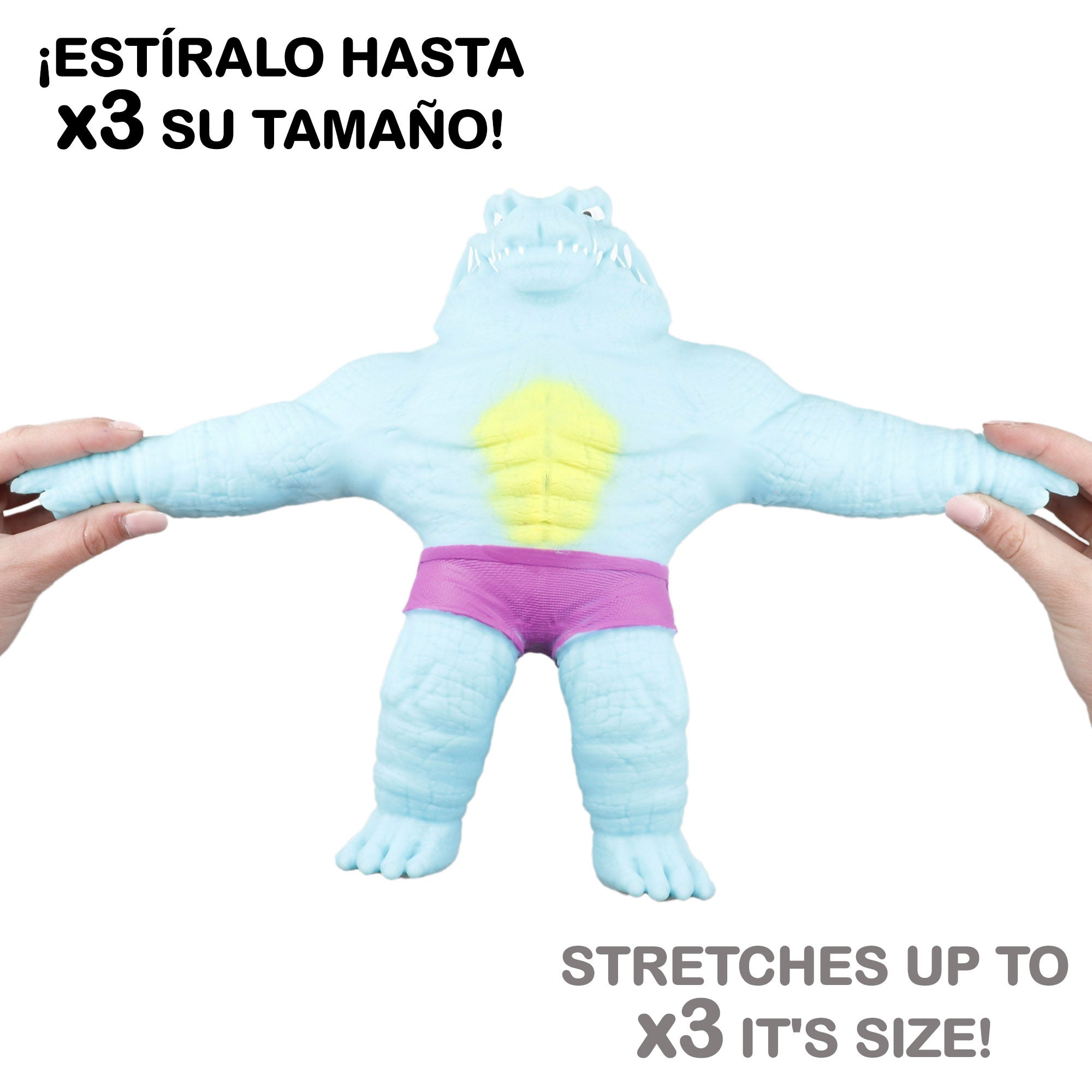 Muñeco elástico antiestrés cocodrilo fluorescente Stretchapalz