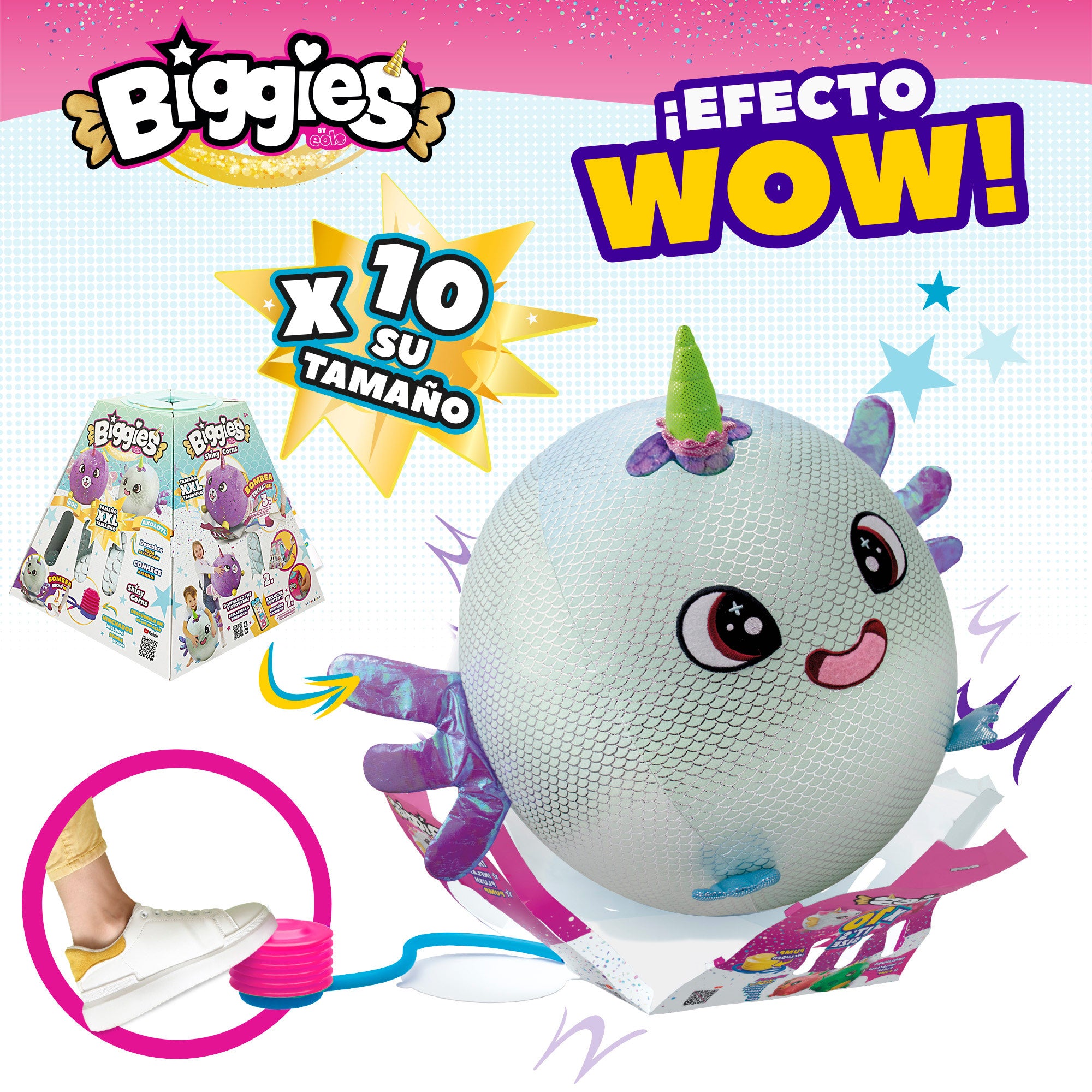 Biggies Peluche hinchable XXL ajolote brillante