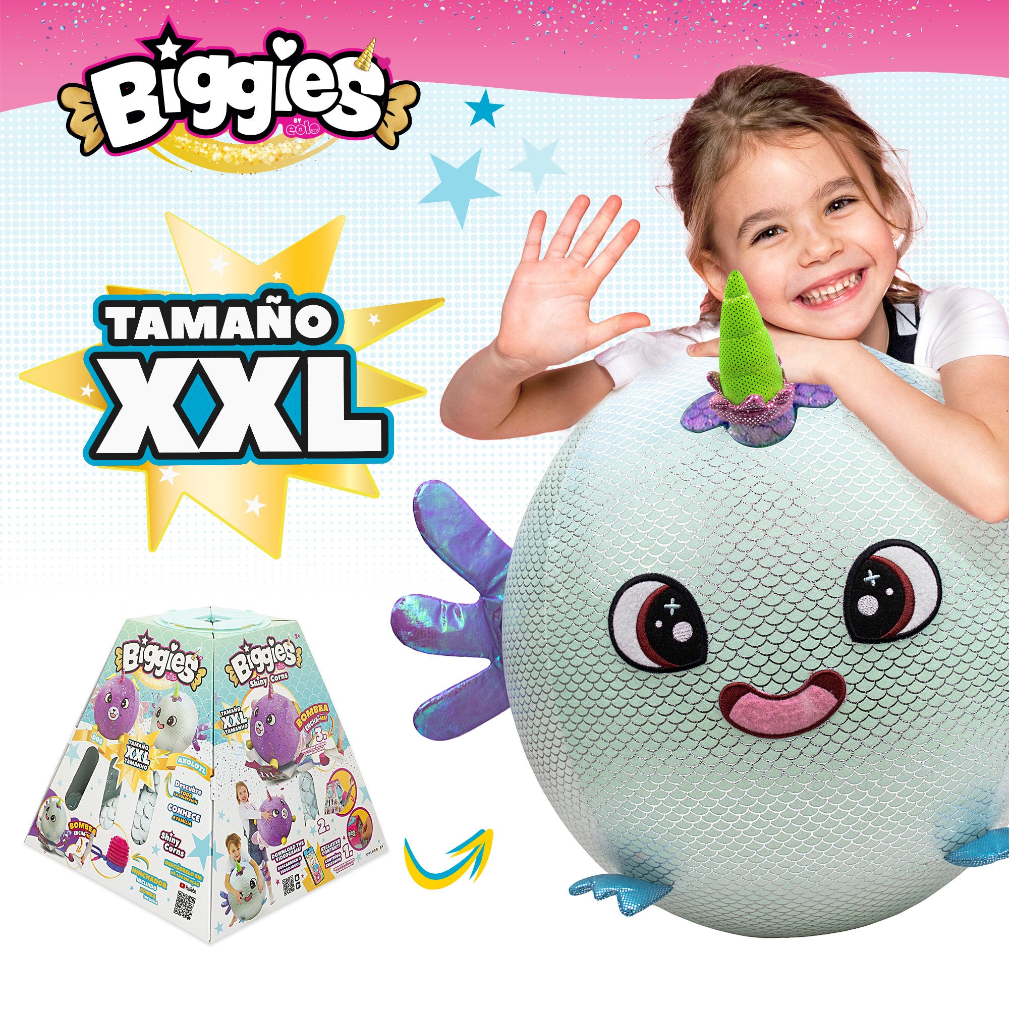 Biggies Peluche hinchable XXL ajolote brillante