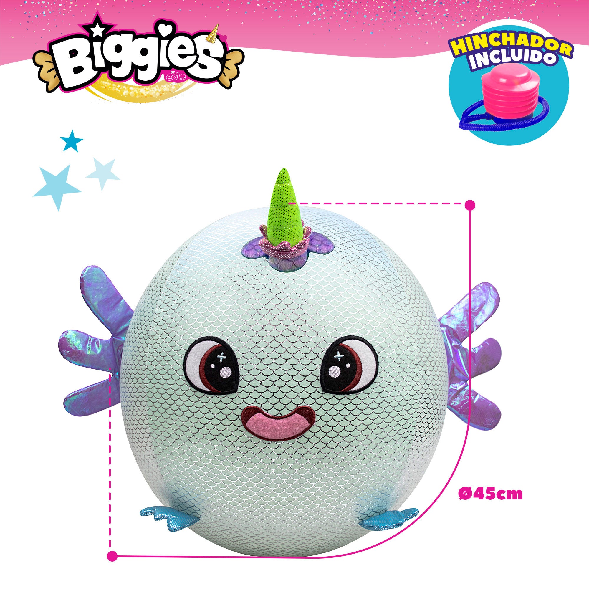 Biggies Peluche hinchable XXL ajolote brillante