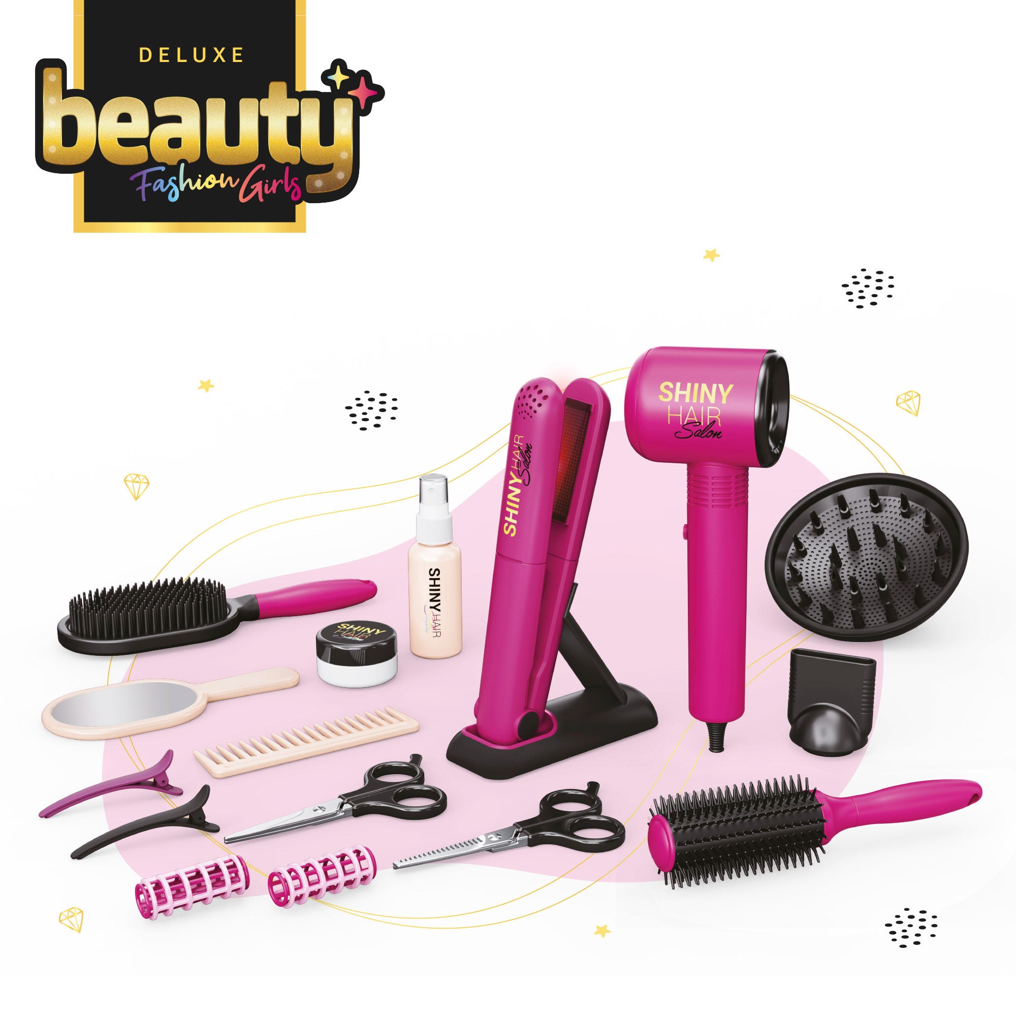 Set peluquería infantil deluxe con secador, plancha y accesorios Beauty