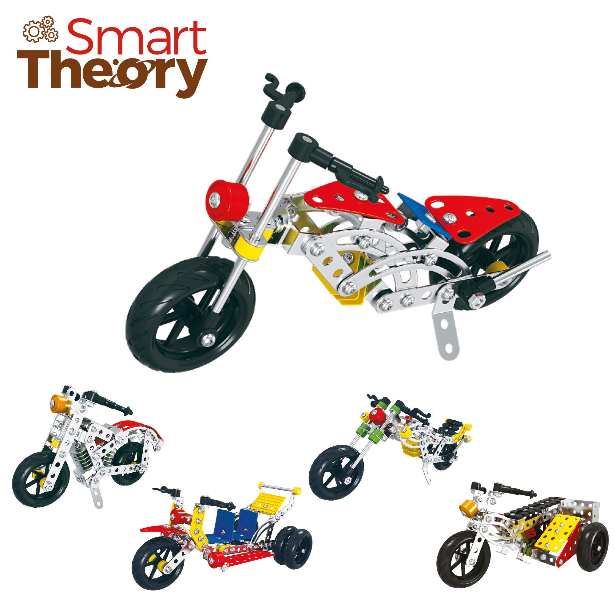 Juego construcción 5 motos de metal 283 piezas Smart Theory