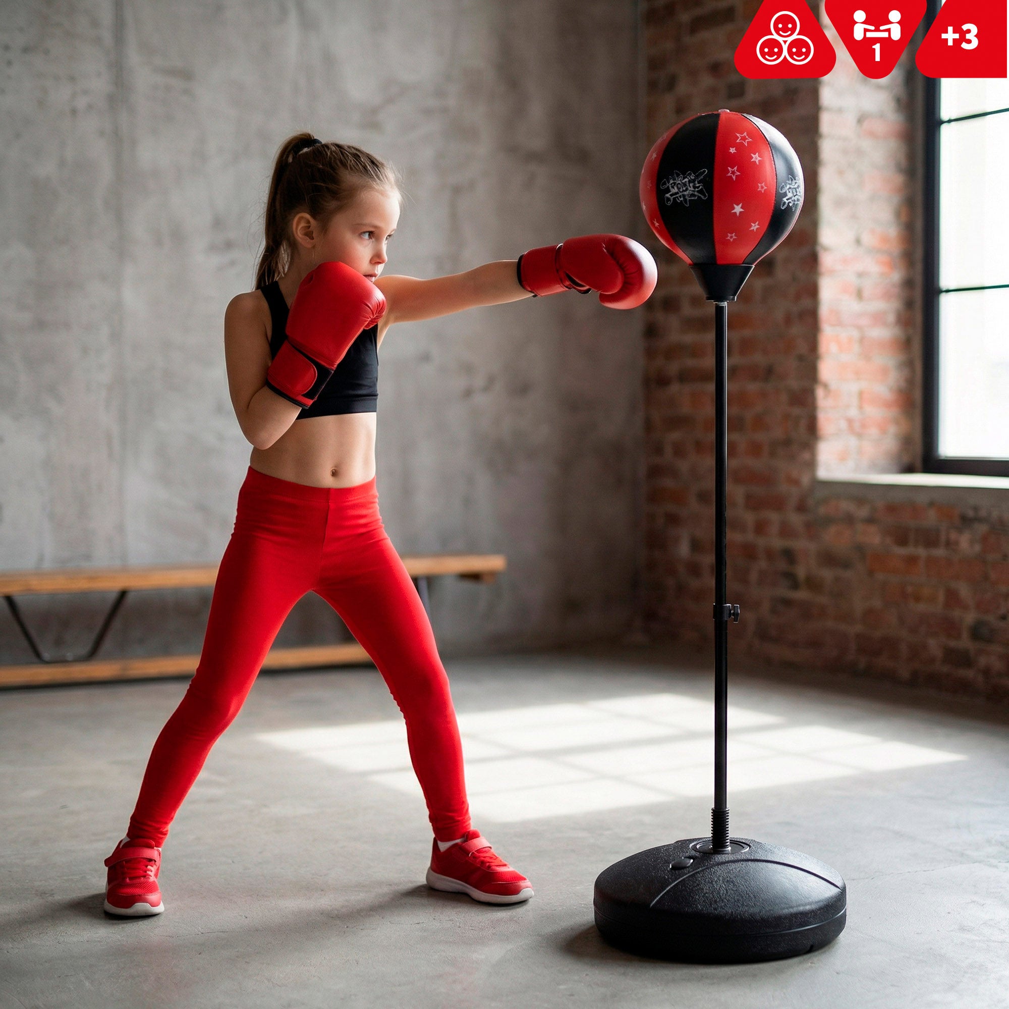 Saco boxeo infantil con guantes e hinchador CB Sports