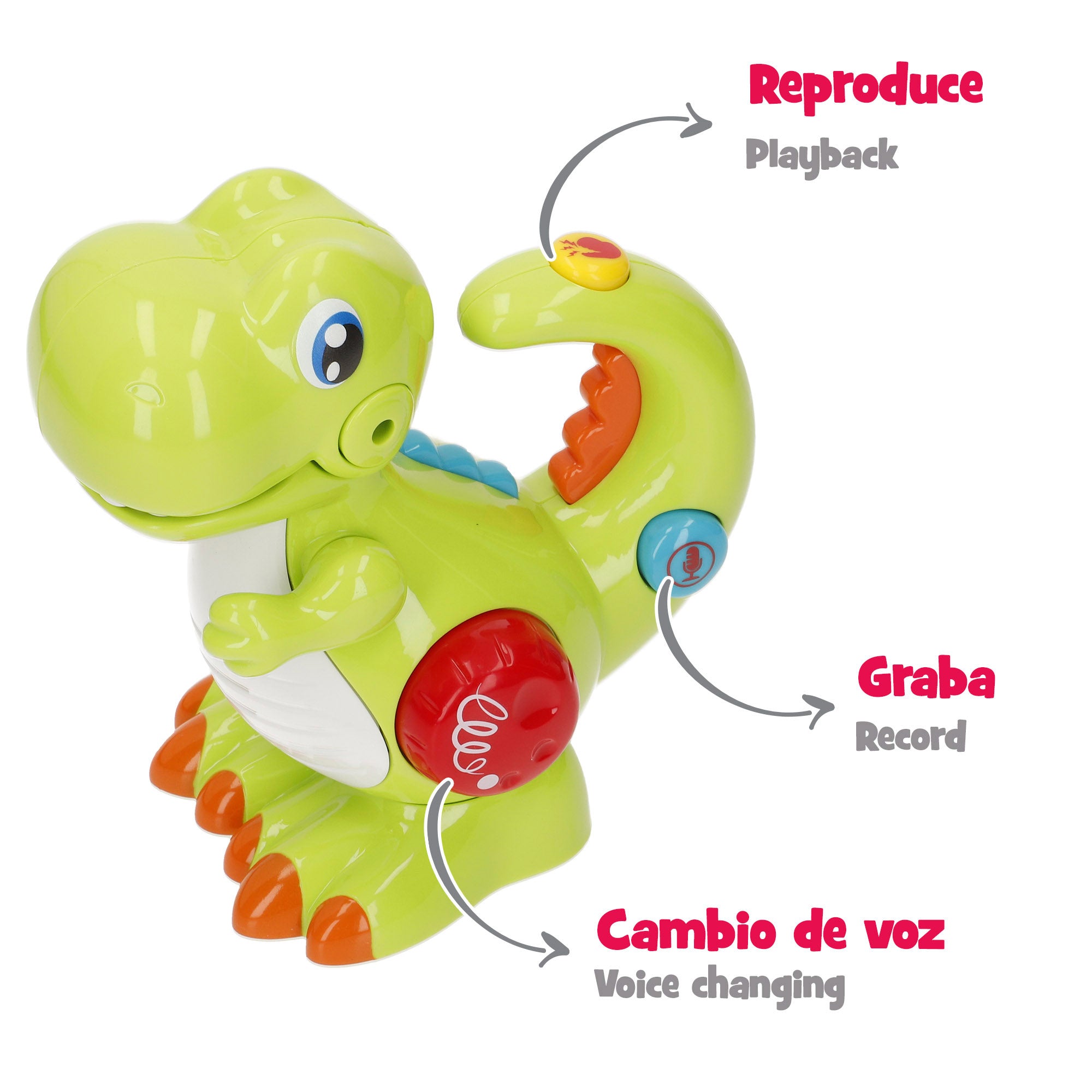 Winfun Dinosaurio juguete eléctrico con grabador, luz y sonido