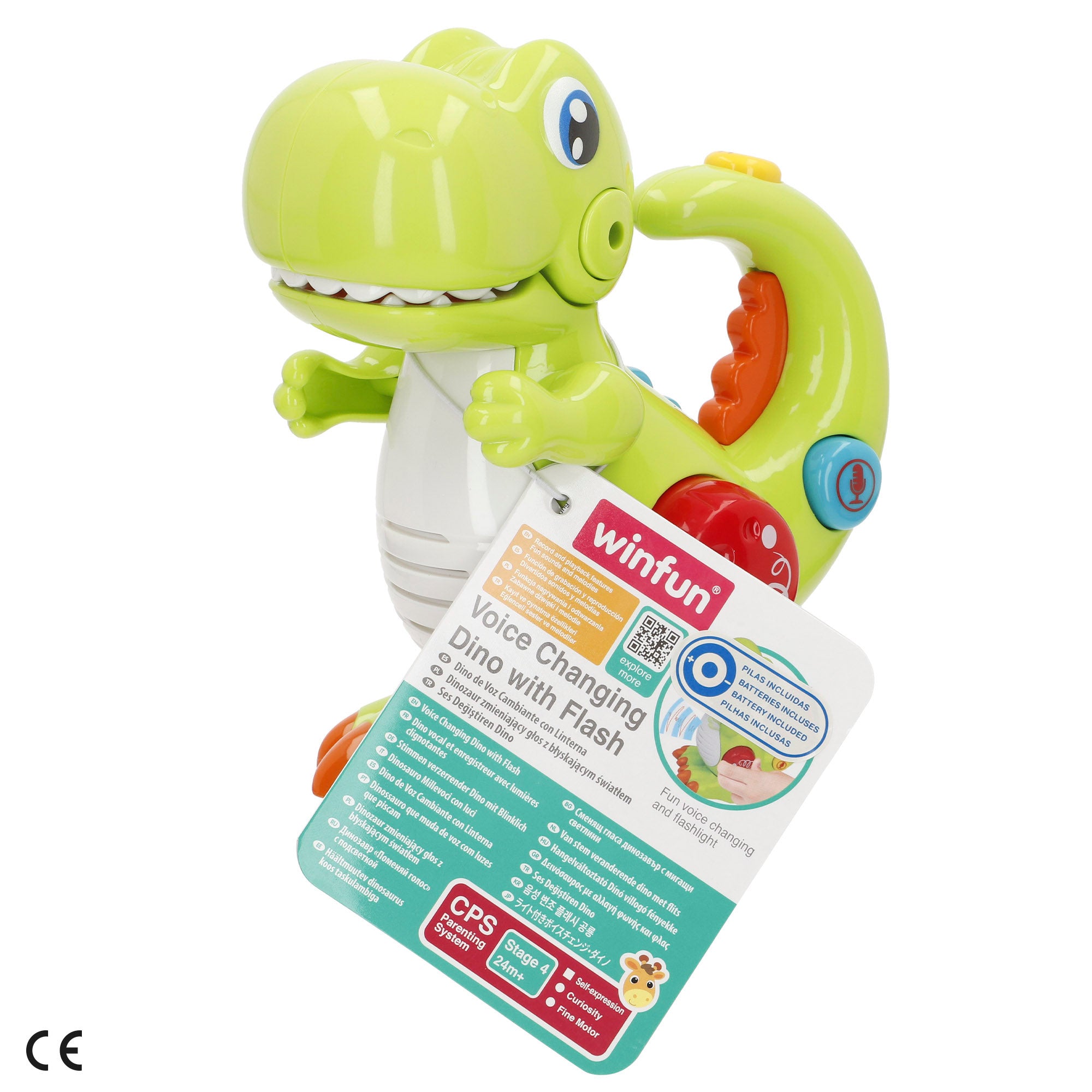 Winfun Dinosaurio juguete eléctrico con grabador, luz y sonido