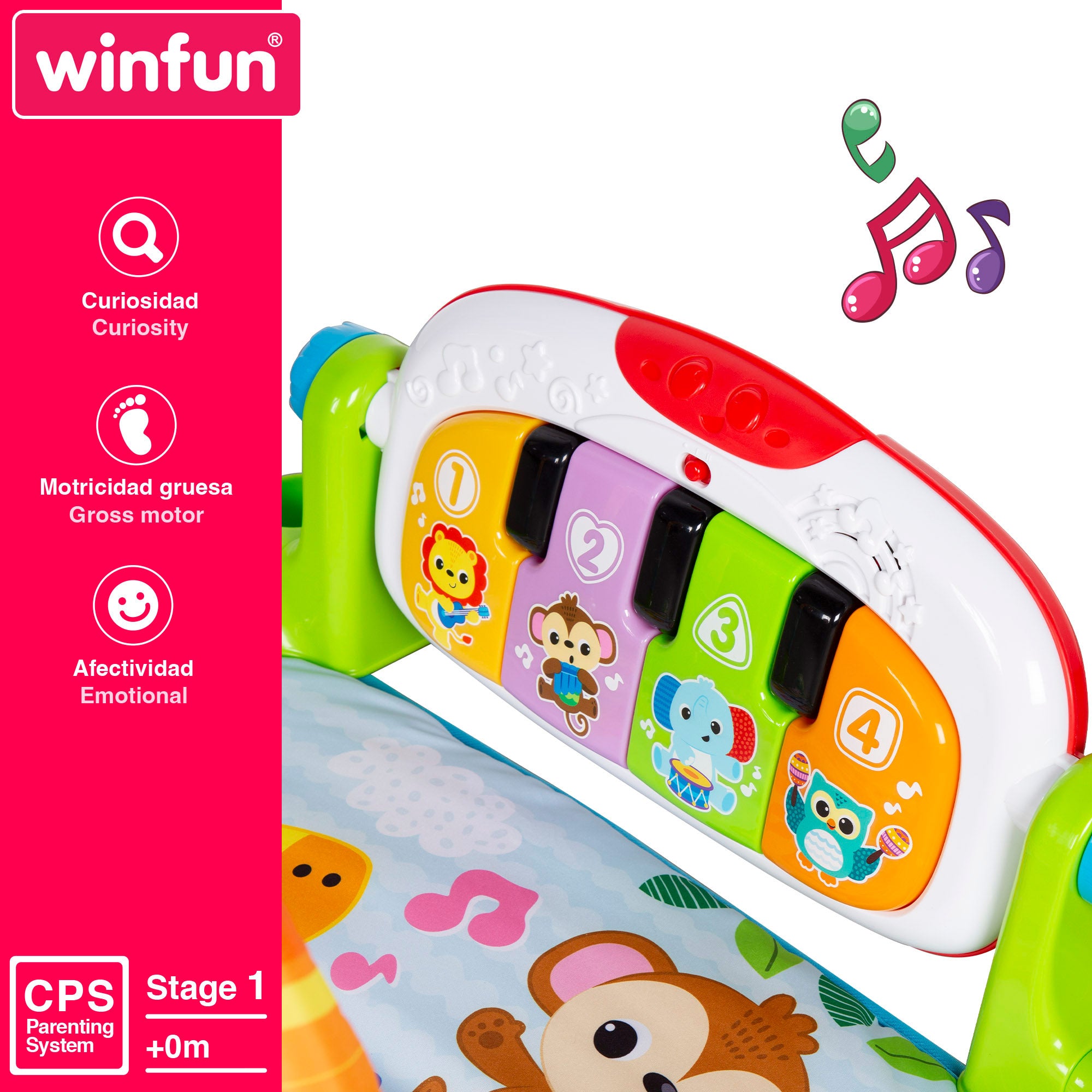 Winfun Alfombra gimnasio bebé musical animales jungla