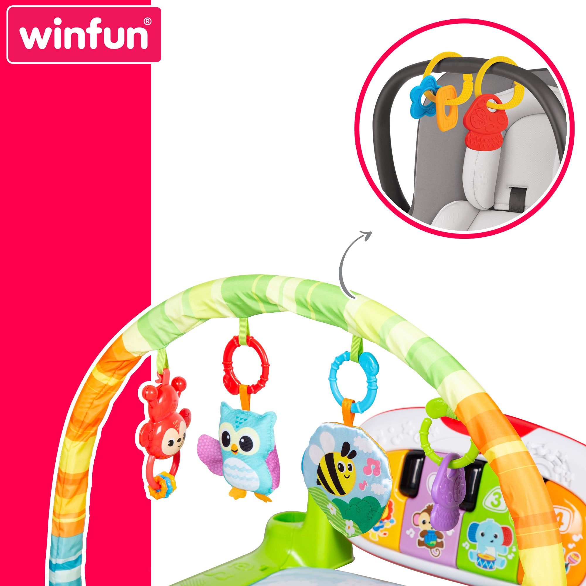 Winfun Alfombra gimnasio bebé musical animales jungla