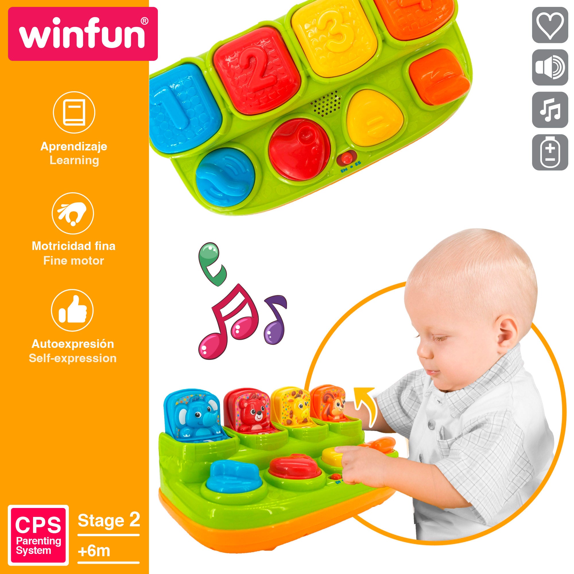 Winfun Juguete interactivo animales saltarines bilingüe con sonido