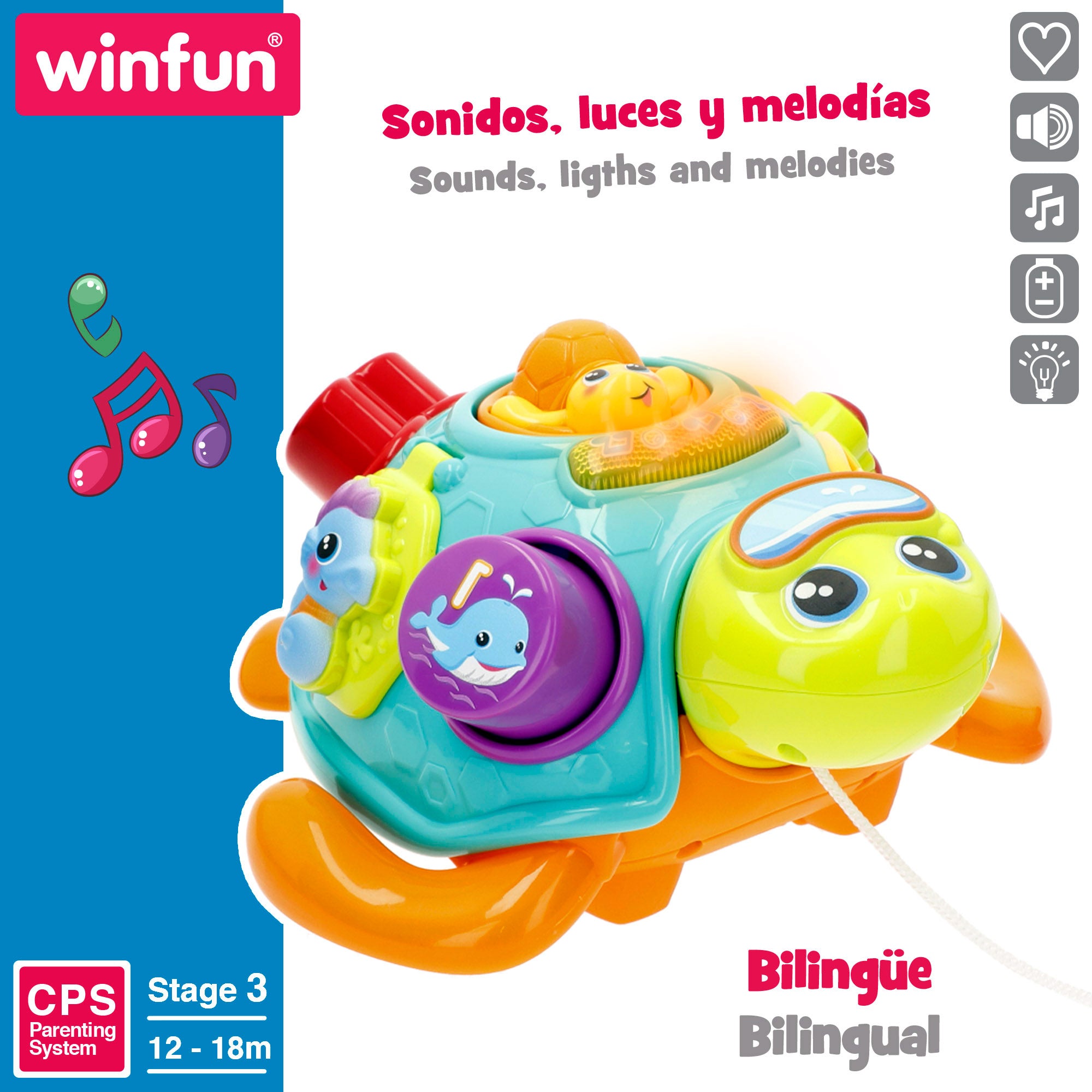 Winfun Arrastre musical tortuga con luz y sonido