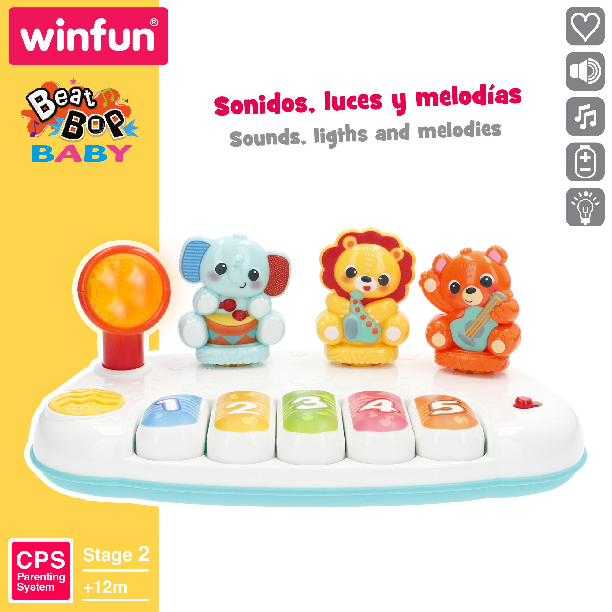 Winfun Piano infantil animales de la jungla con 5 teclas