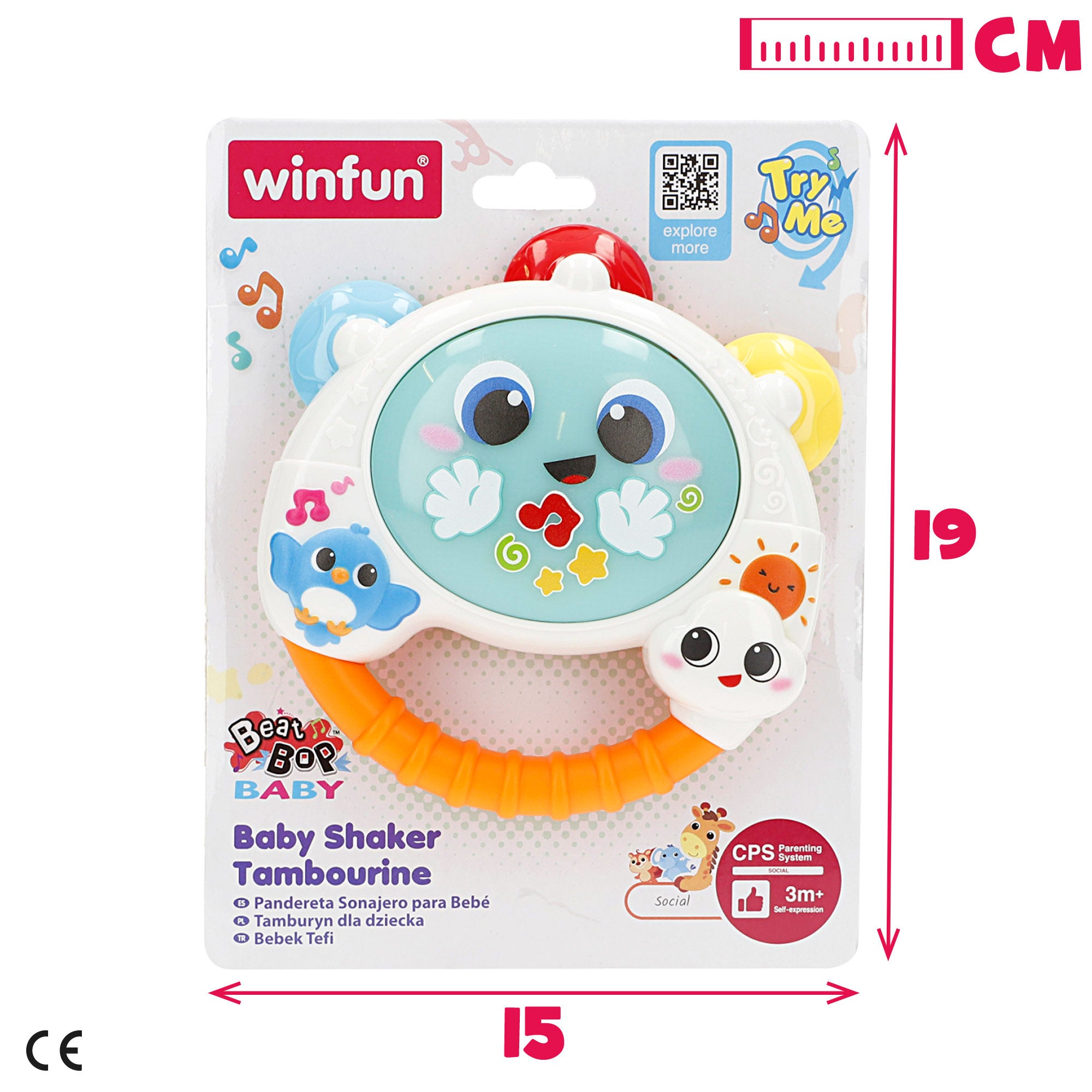 Winfun Pandereta infantil y sonajero con luz y sonido
