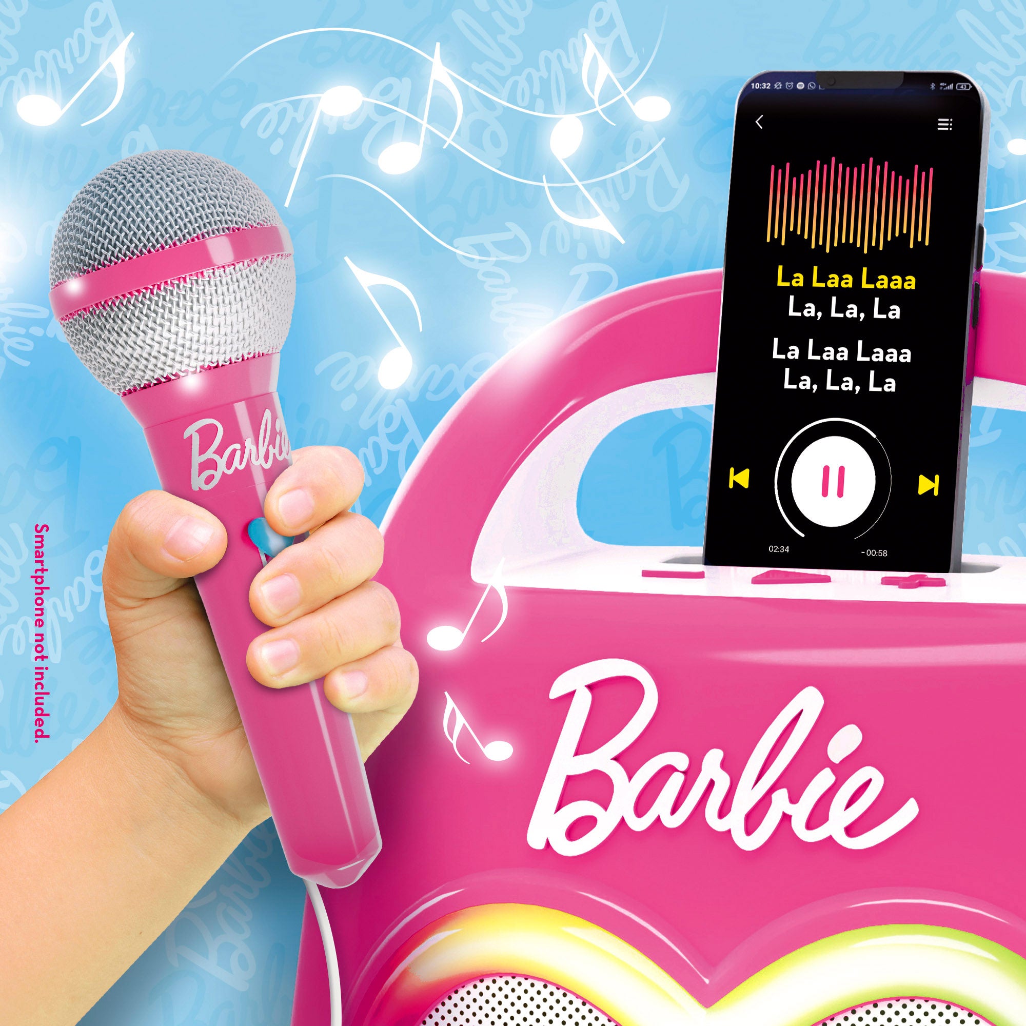 Barbie Altavoz karaoke portátil para niños con micrófono