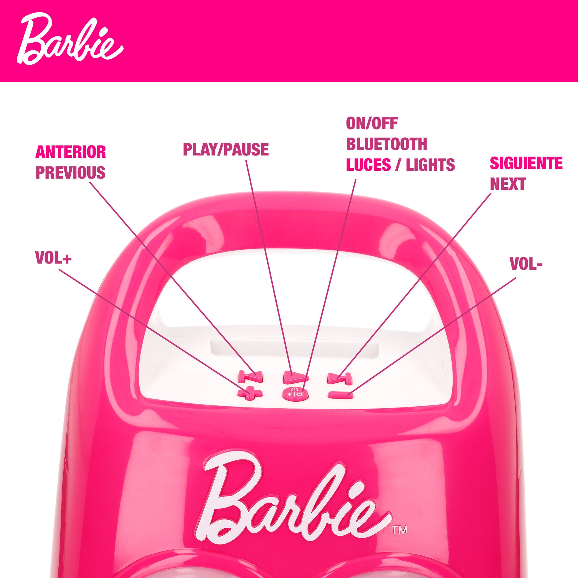 Barbie Altavoz karaoke portátil para niños con micrófono