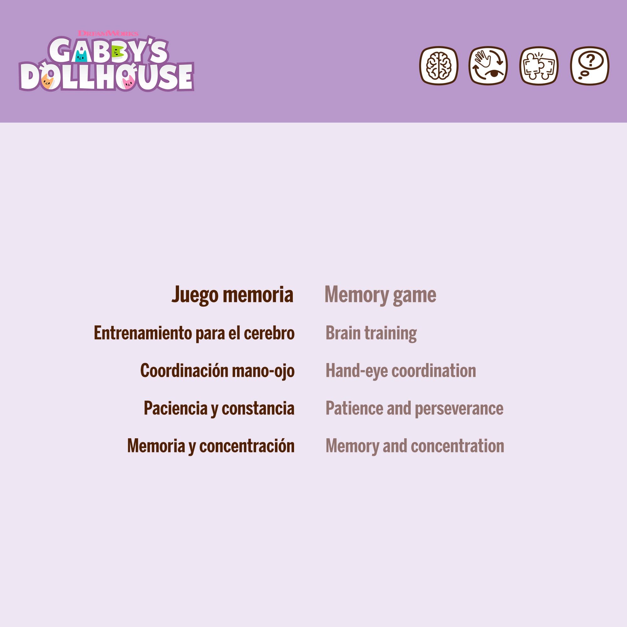 Gabby's Dollhouse Juego de memoria 24 tarjetas