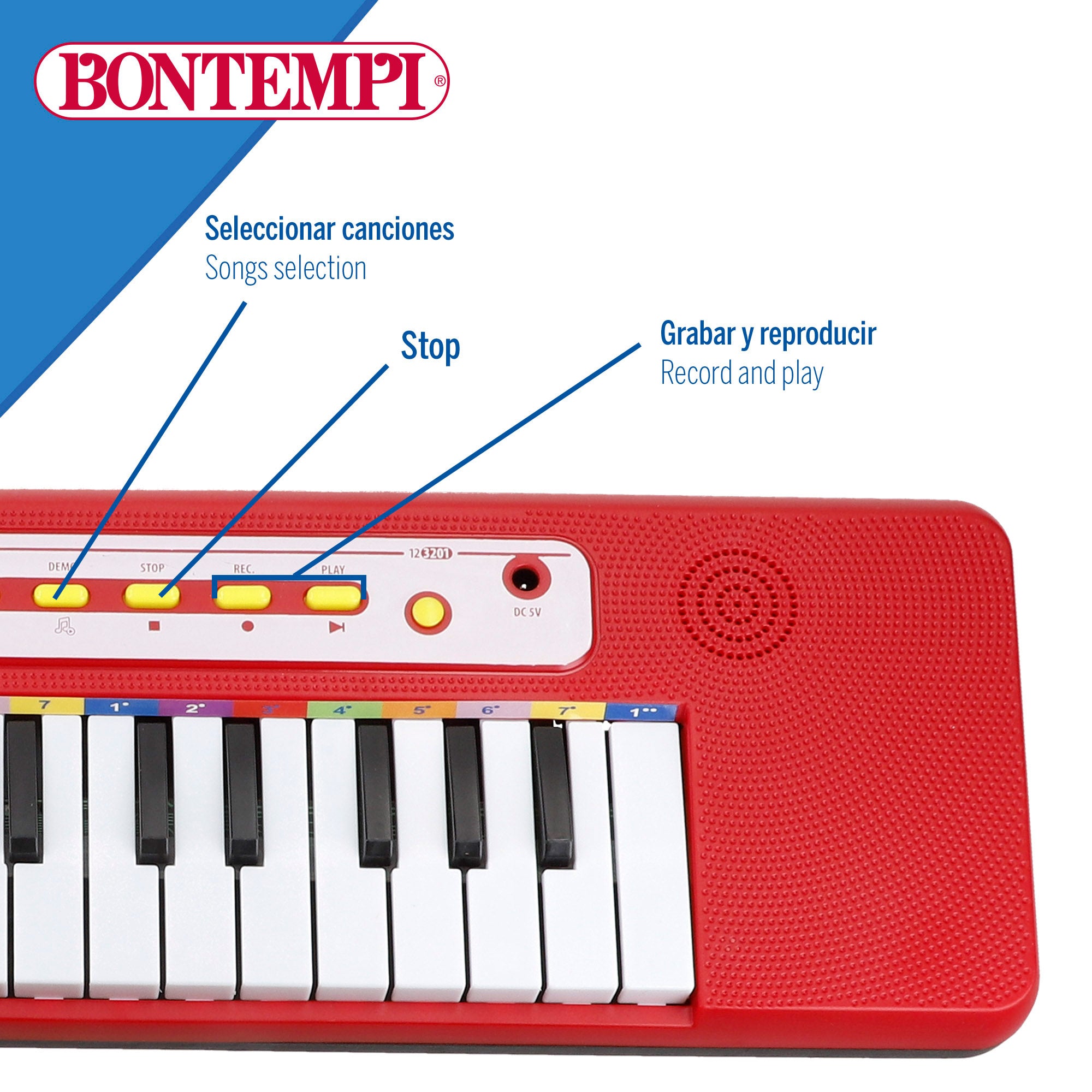 Teclado piano electrónico 32 teclas para niños Bontempi