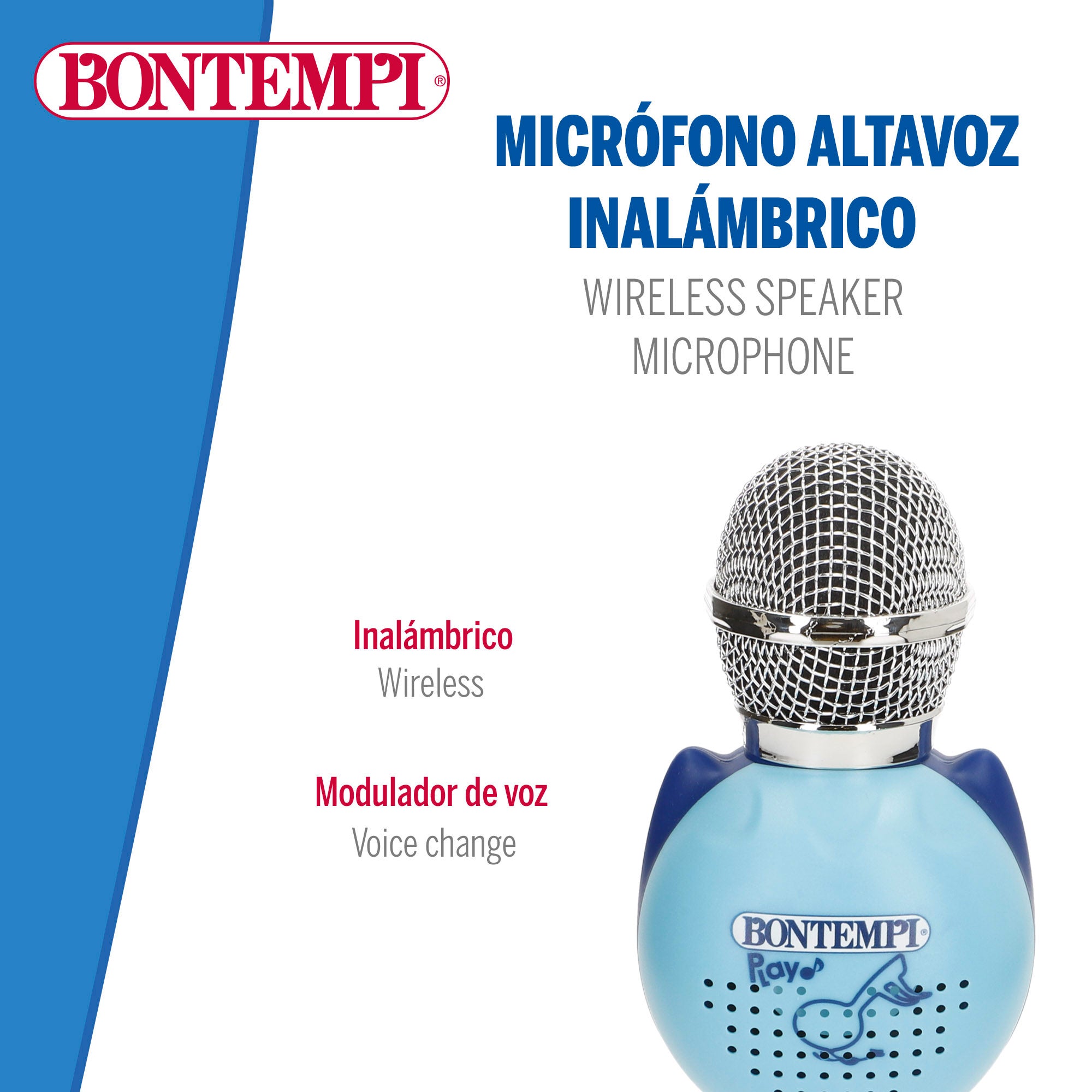 Micrófono infantil inalámbrico azul con altavoz Bontempi