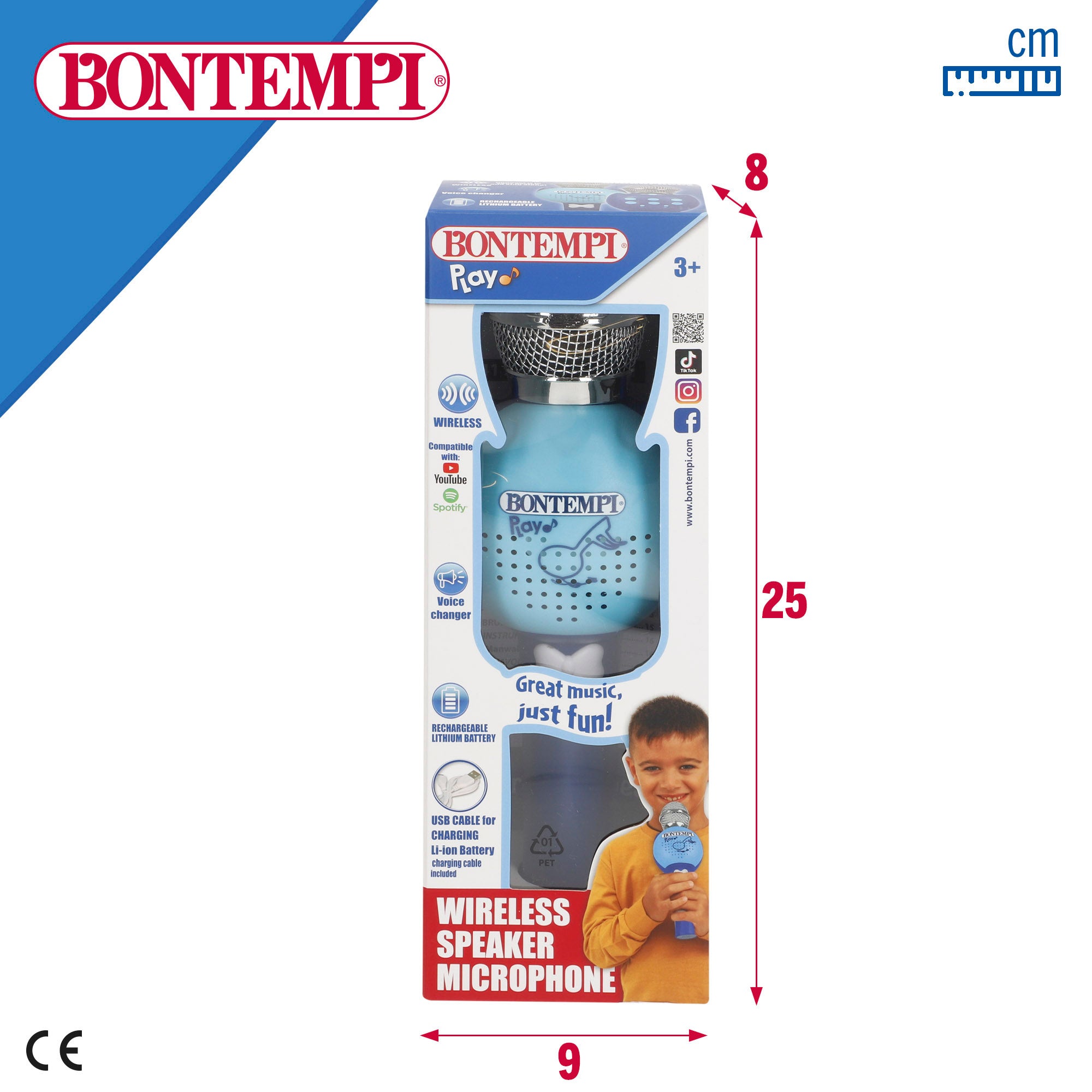 Micrófono infantil inalámbrico azul con altavoz Bontempi