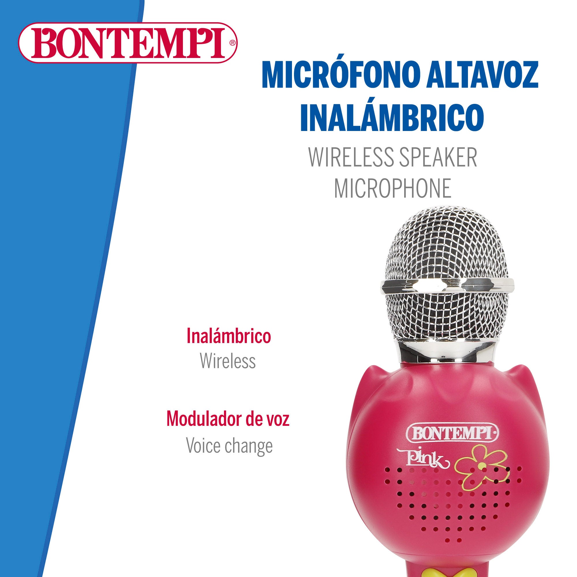 Micrófono infantil inalámbrico rosa con altavoz Bontempi
