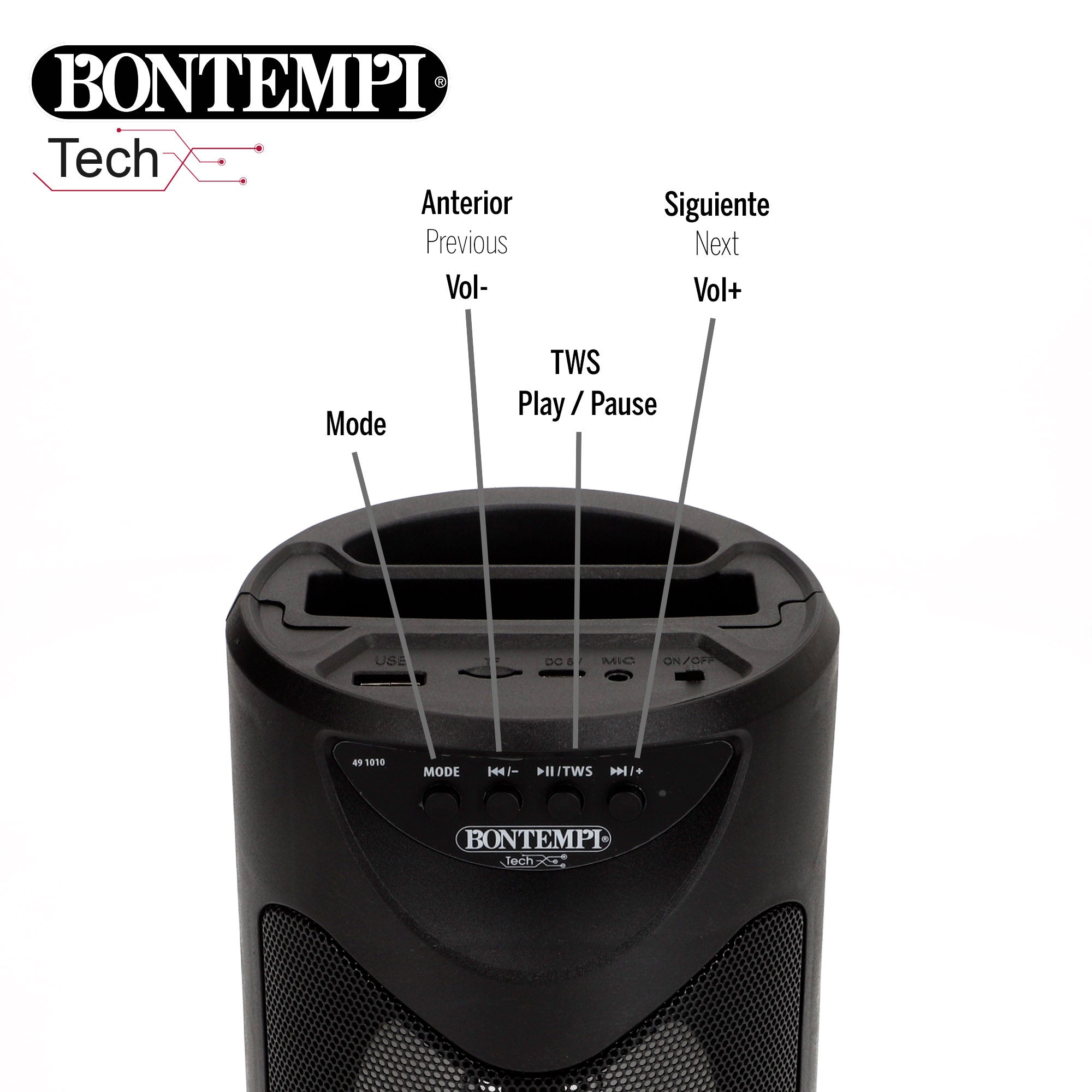 Altavoz inalámbrico con micrófono y luces Ø12x18 cm Bontempi
