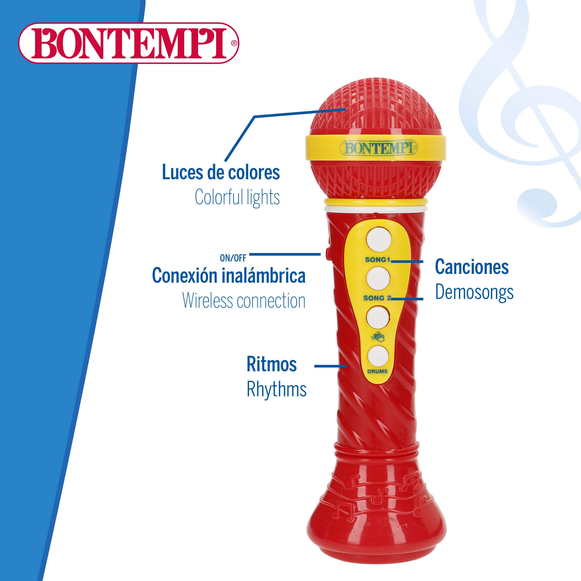 Micrófono inalámbrico de juguete color rojo Bontempi