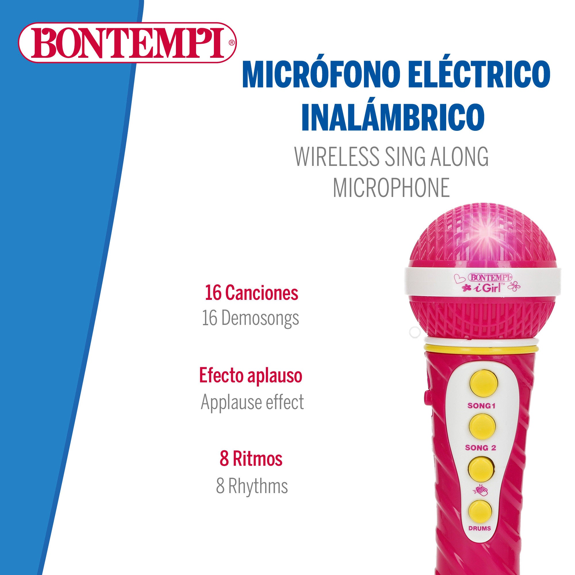 Micrófono inalámbrico de juguete color rosa Bontempi