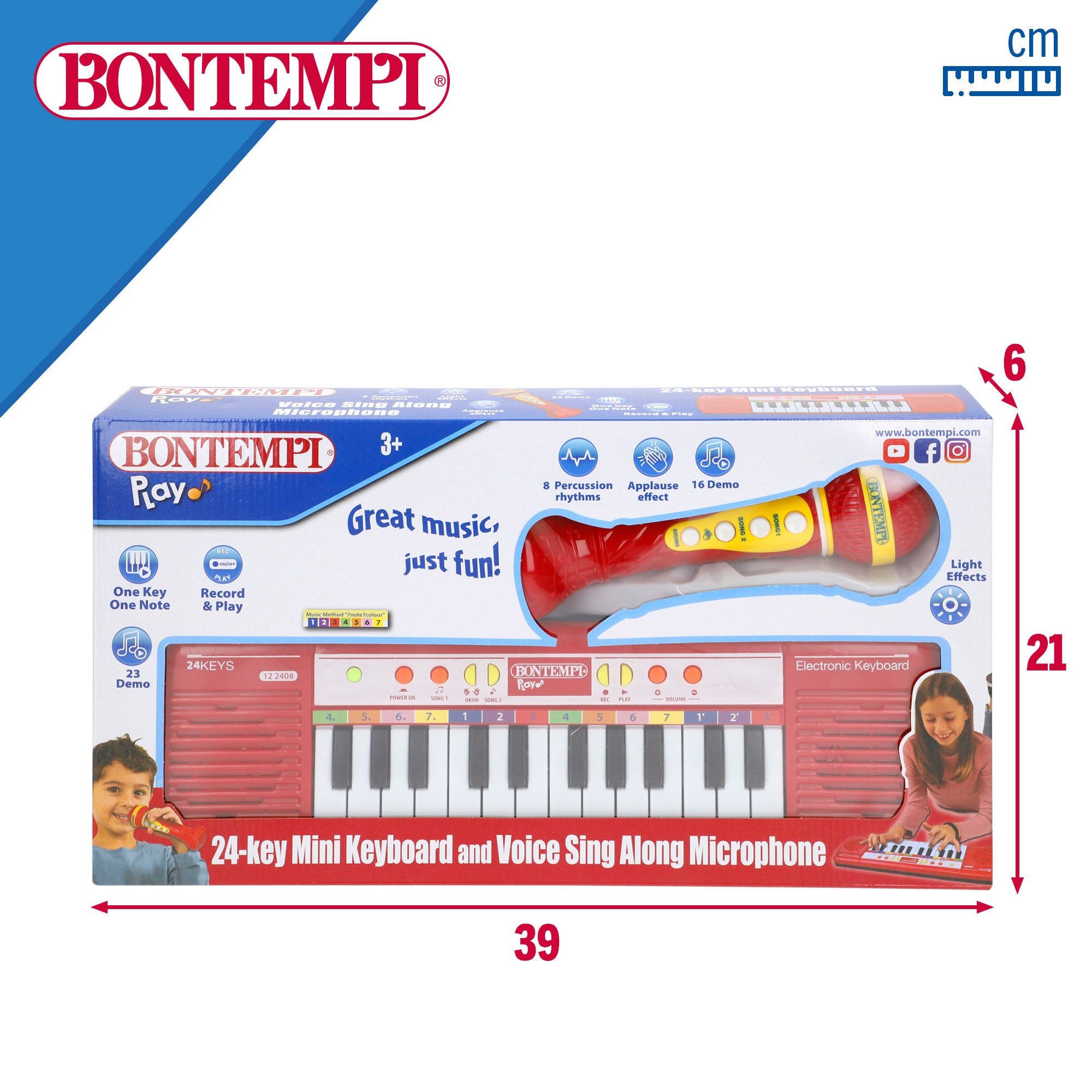 Teclado electrónico juguete 24 teclas con micrófono inalámbrico Bontempi