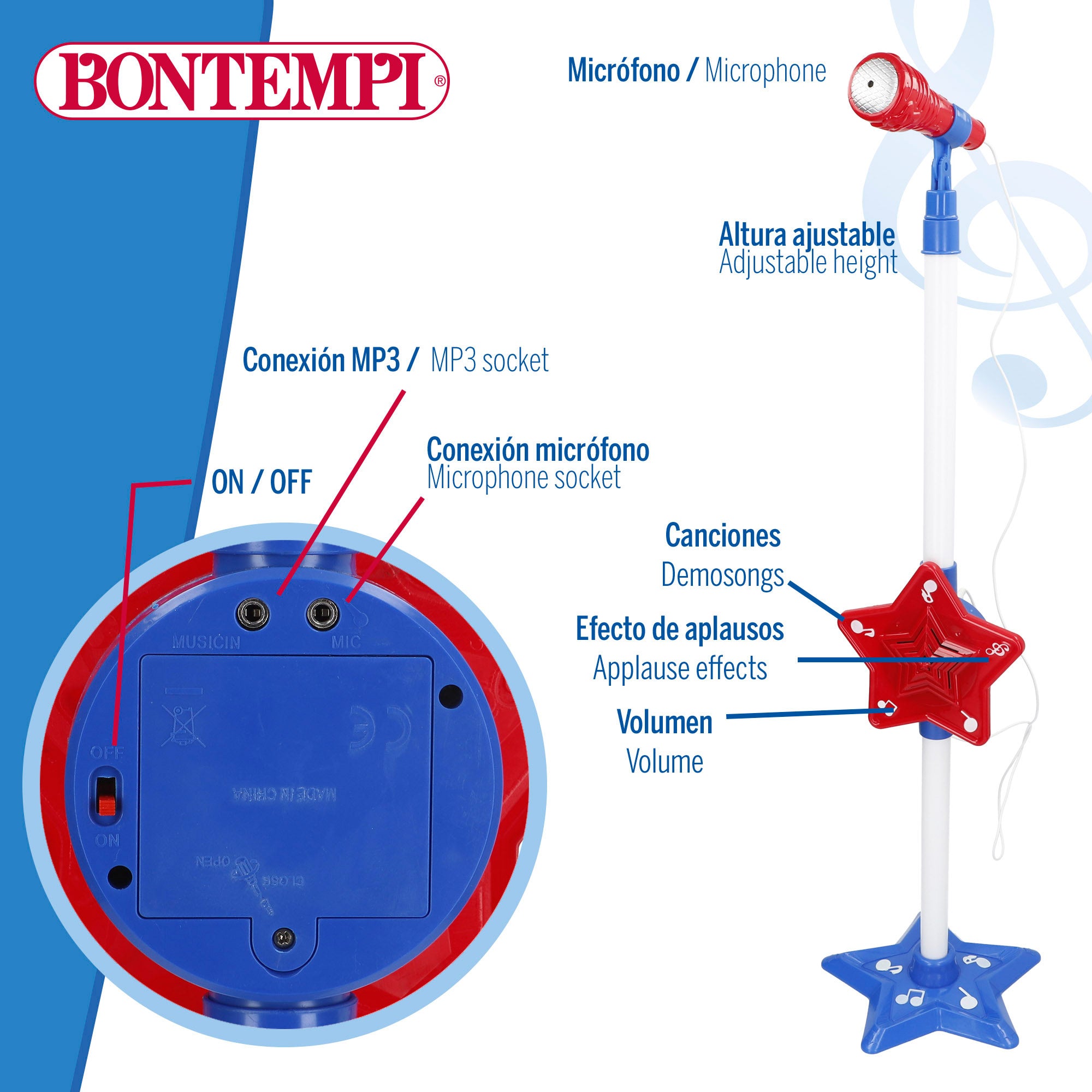 Micrófono escenario juguete con altura regulable Bontempi