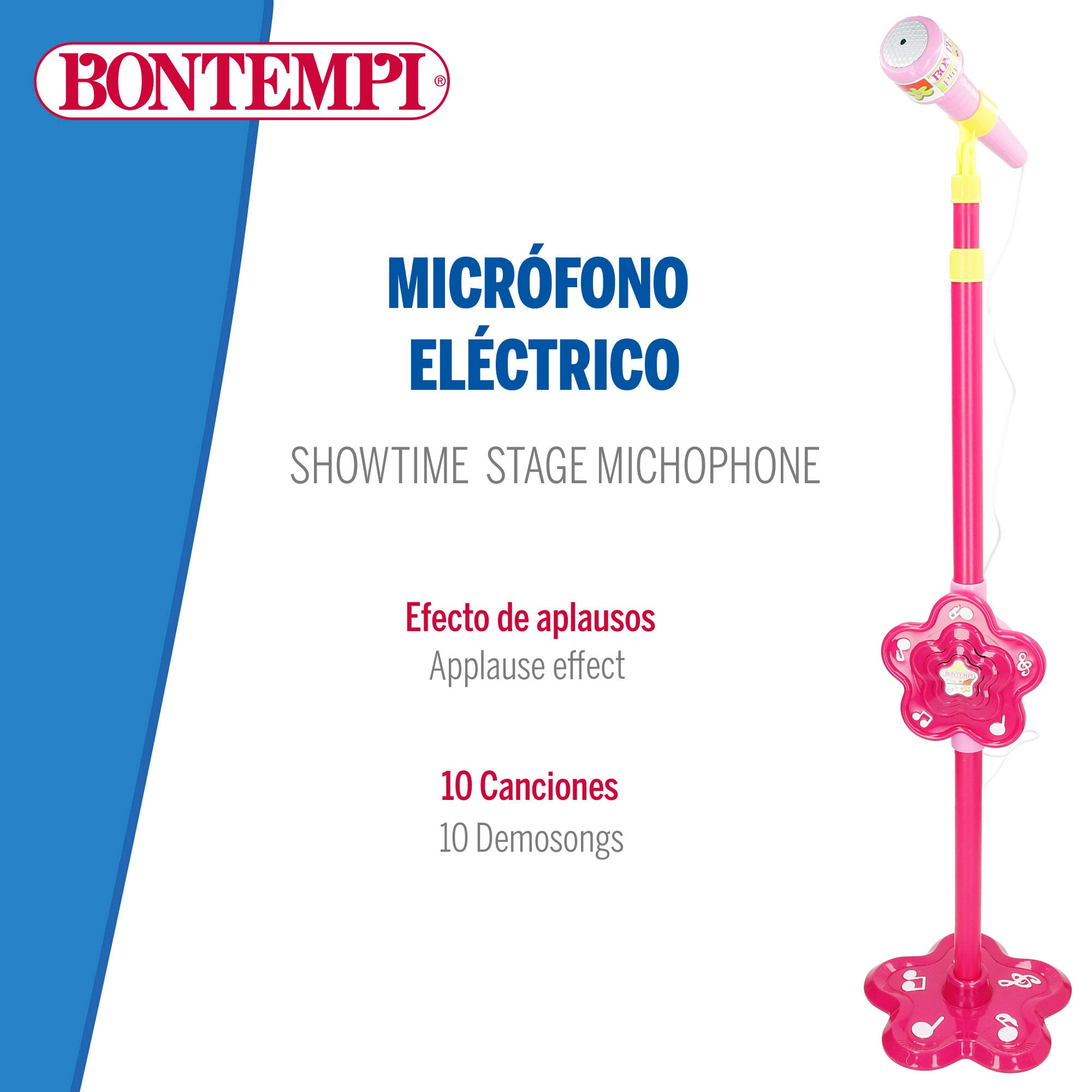 Micrófono de escenario juguete regulable fucsia Bontempi